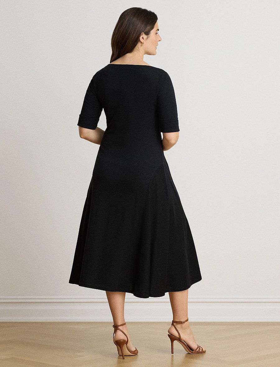 Lauren Ralph Lauren - Rib-Knit Stretch Cotton Midi Dress - midikleidid - black - 3