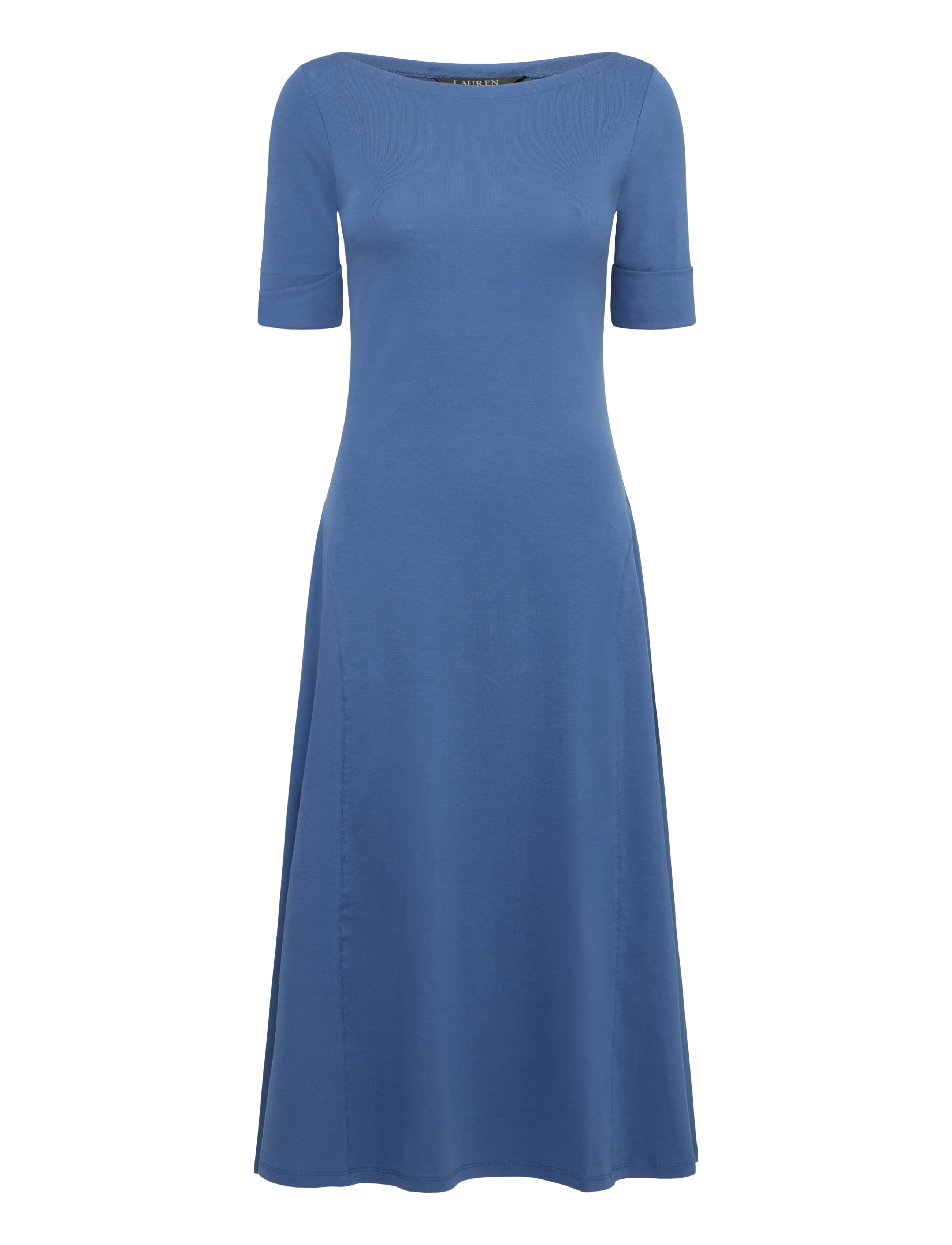 Lauren Ralph Lauren - Rib-Knit Stretch Cotton Midi Dress - midi kjoler - inky blue - 1