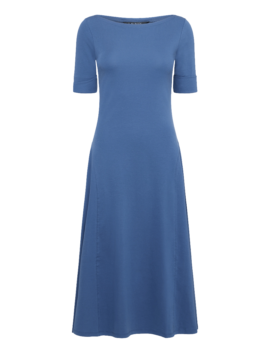 Lauren Ralph Lauren - Rib-Knit Stretch Cotton Midi Dress - midikleider - inky blue - 1