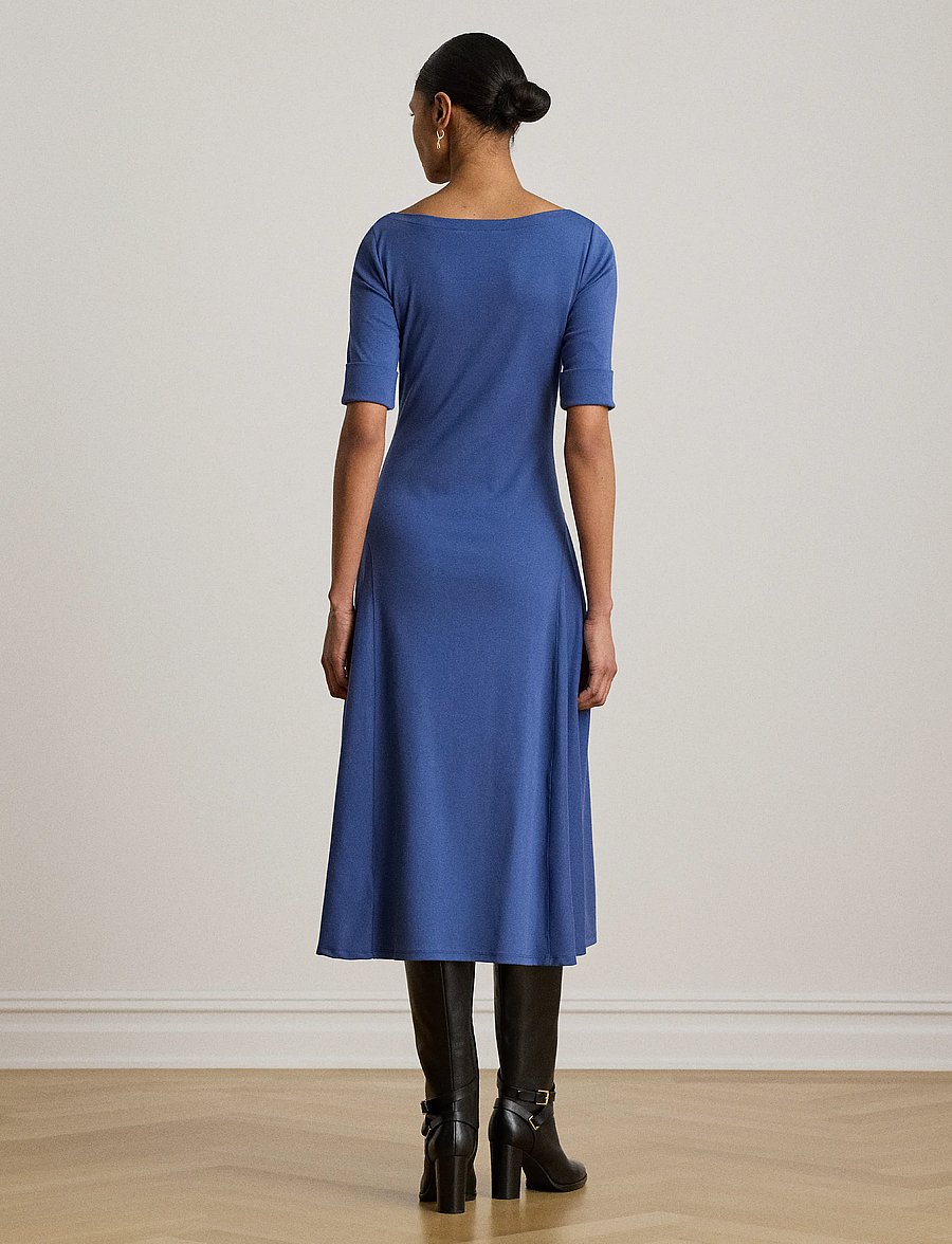 Lauren Ralph Lauren - Rib-Knit Stretch Cotton Midi Dress - midikleider - inky blue - 3