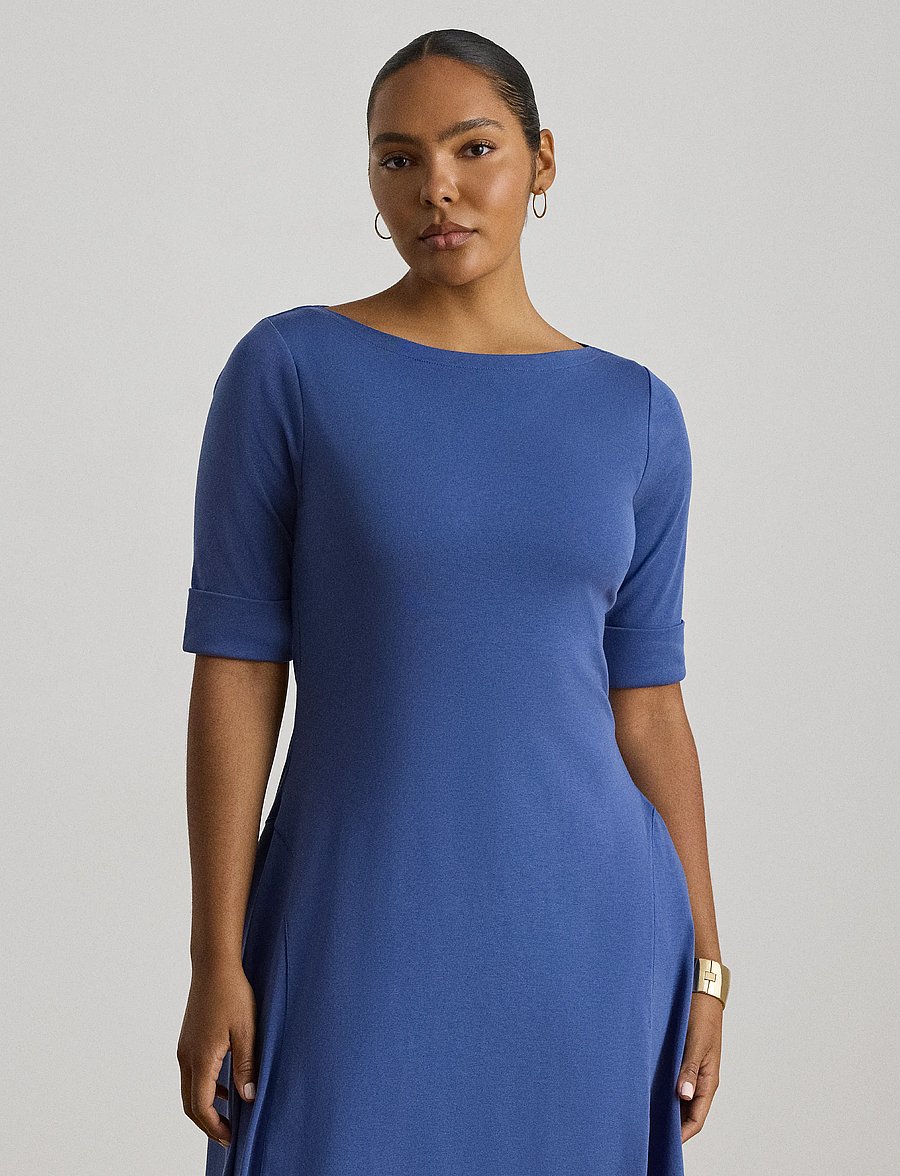 Lauren Ralph Lauren - Rib-Knit Stretch Cotton Midi Dress - midikleider - inky blue - 5