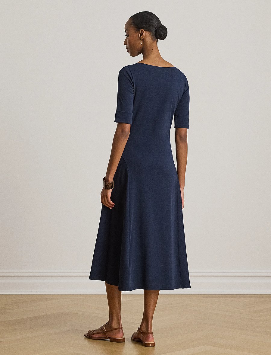 Lauren Ralph Lauren - Rib-Knit Stretch Cotton Midi Dress - midi kjoler - lauren navy - 3