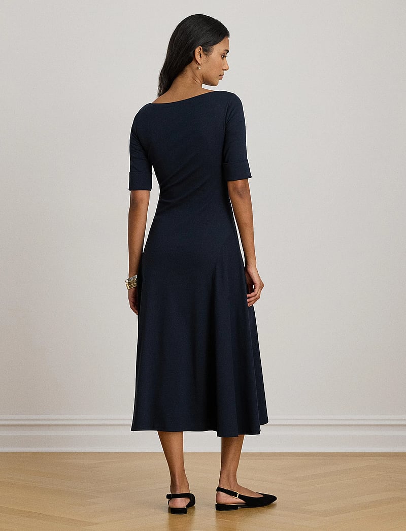 Lauren Ralph Lauren - Rib-Knit Stretch Cotton Midi Dress - t-shirtklänningar - lighthouse navy - 3