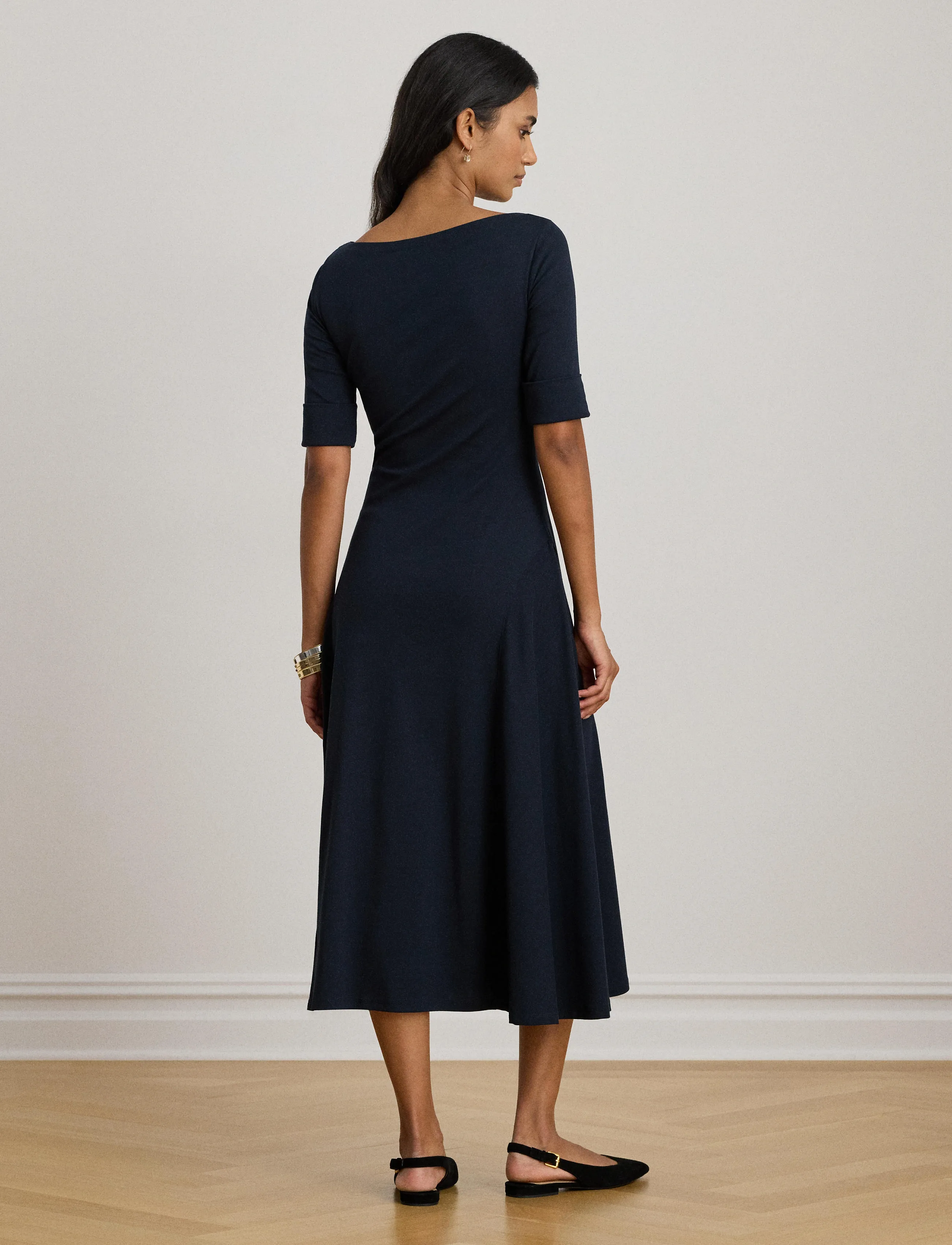 Lauren Ralph Lauren - Rib-Knit Stretch Cotton Midi Dress - midikleider - lighthouse navy - 3