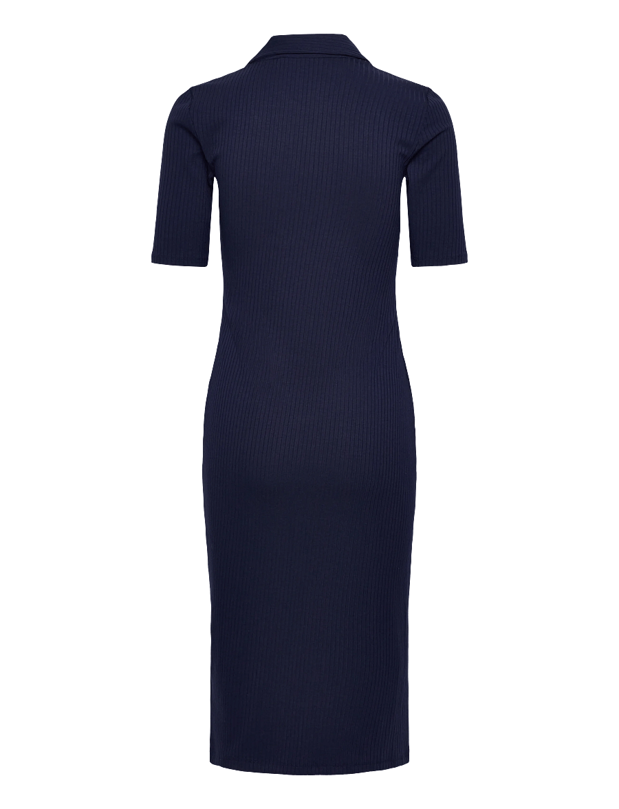 Lauren Ralph Lauren - Rib-Knit Elbow-Sleeve Polo Dress - hemdkleider - refined navy - 2