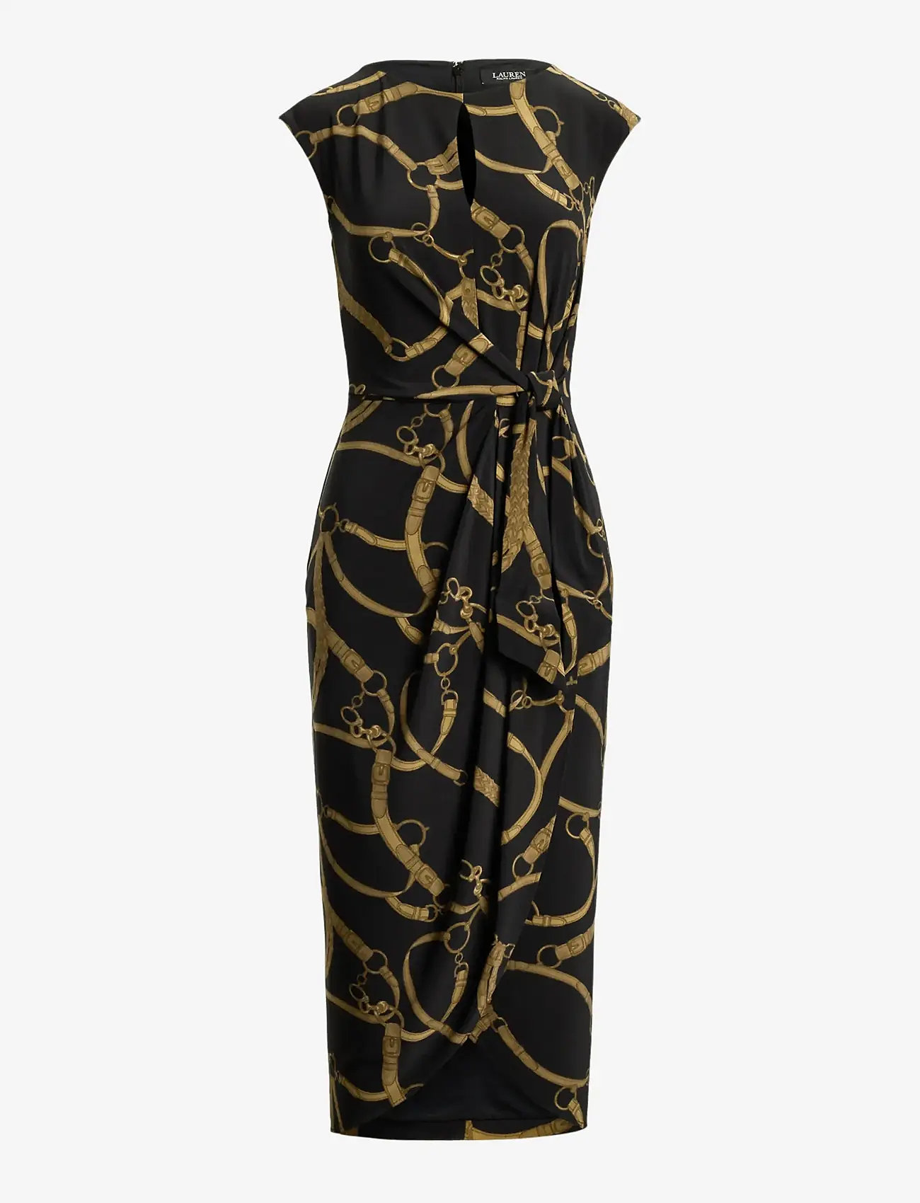 Lauren Ralph Lauren - Belting-Print Jersey Tie-Front Dress - midi-kleider - black-tan - 1