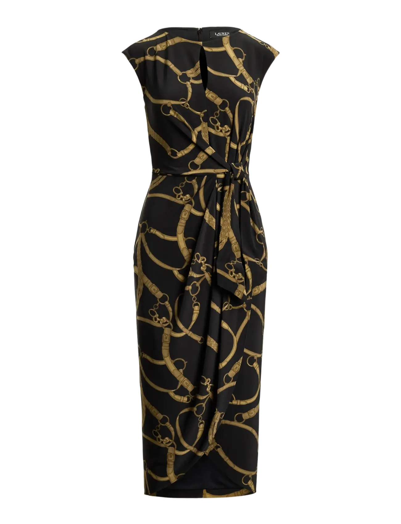 Lauren Ralph Lauren - Belting-Print Jersey Tie-Front Dress - black-tan - 1