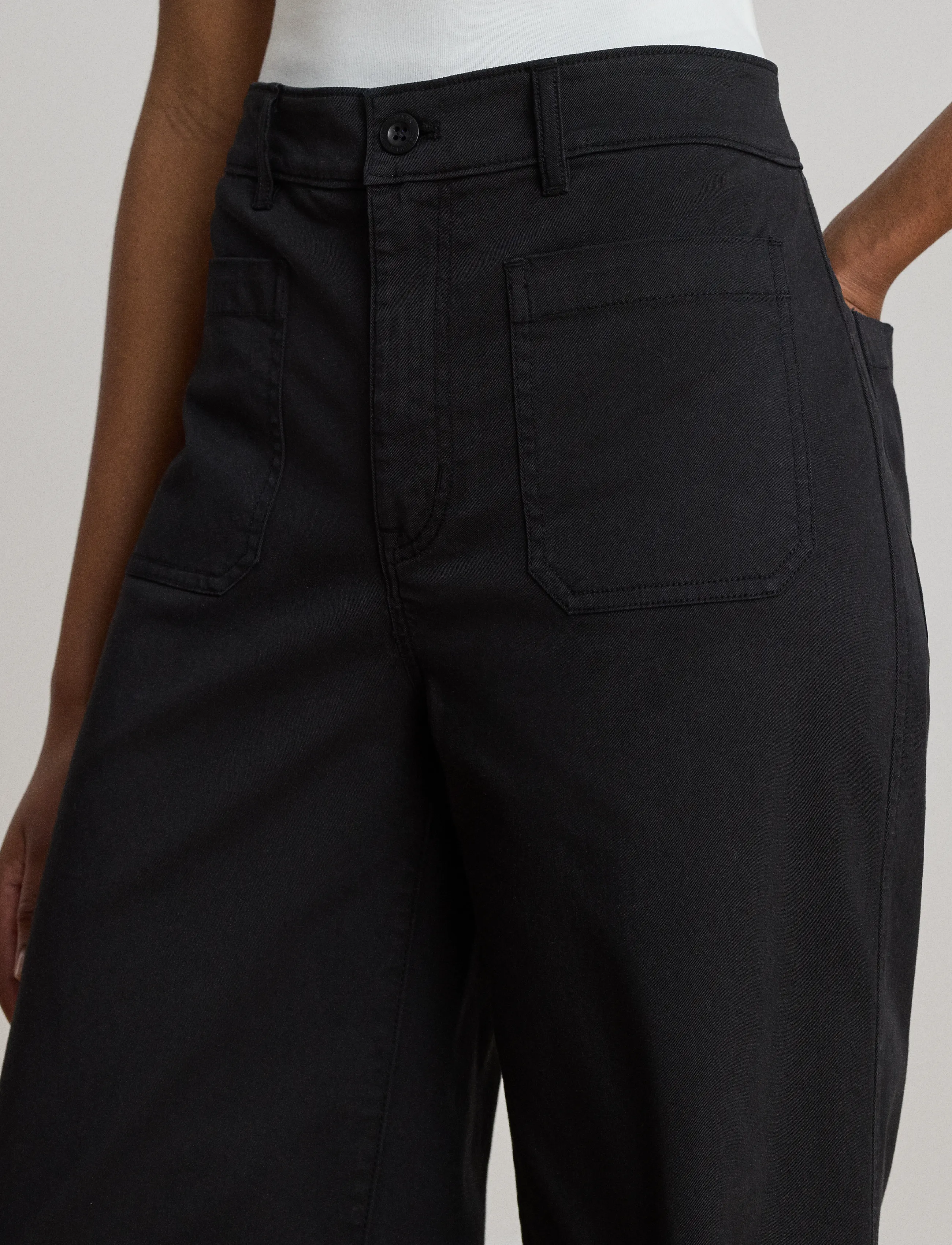 Lauren Ralph Lauren - Stretch Chino Wide-Leg Cropped Pant - chinos - black - 3