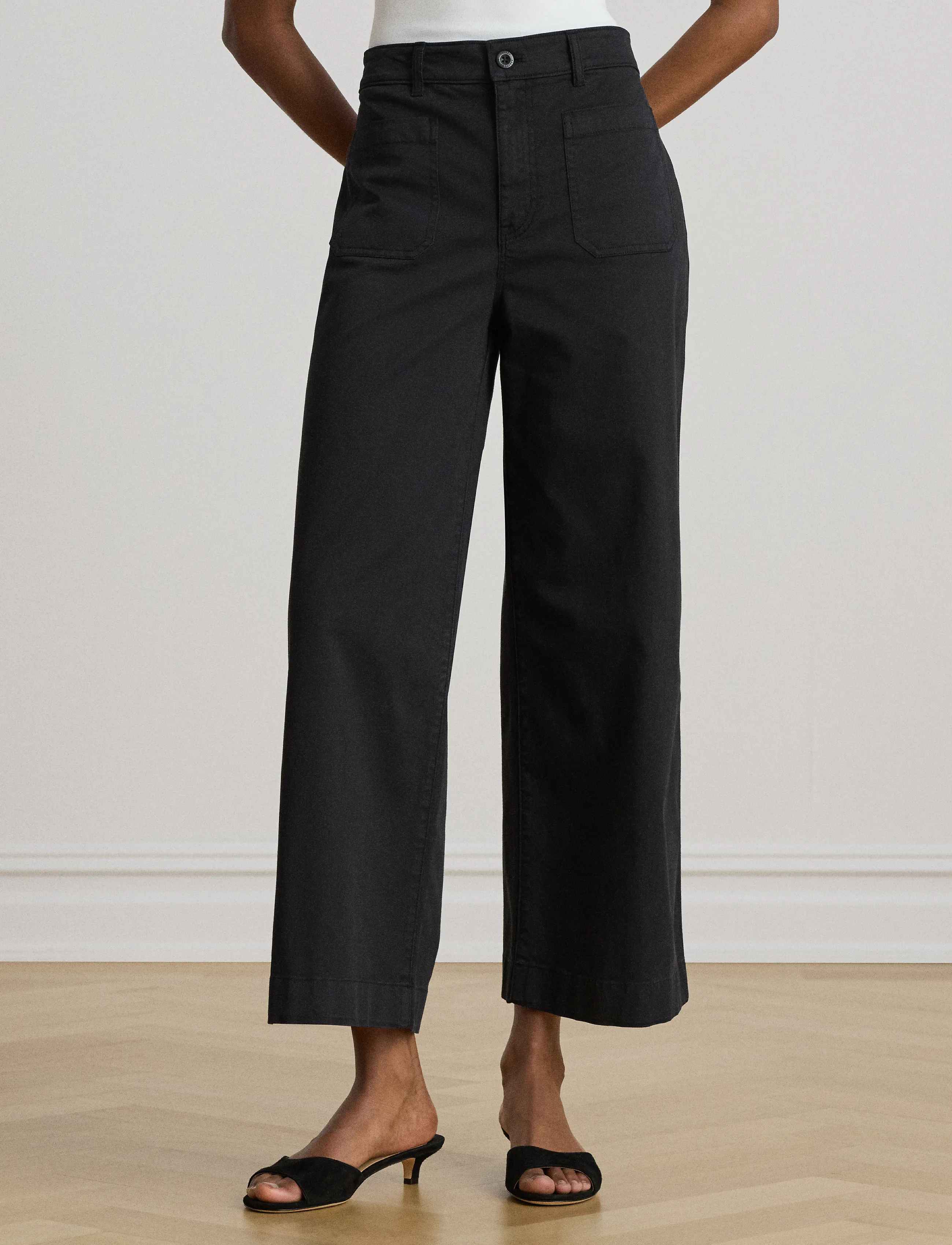 Lauren Ralph Lauren - Stretch Chino Wide-Leg Cropped Pant - chinos - black - 4