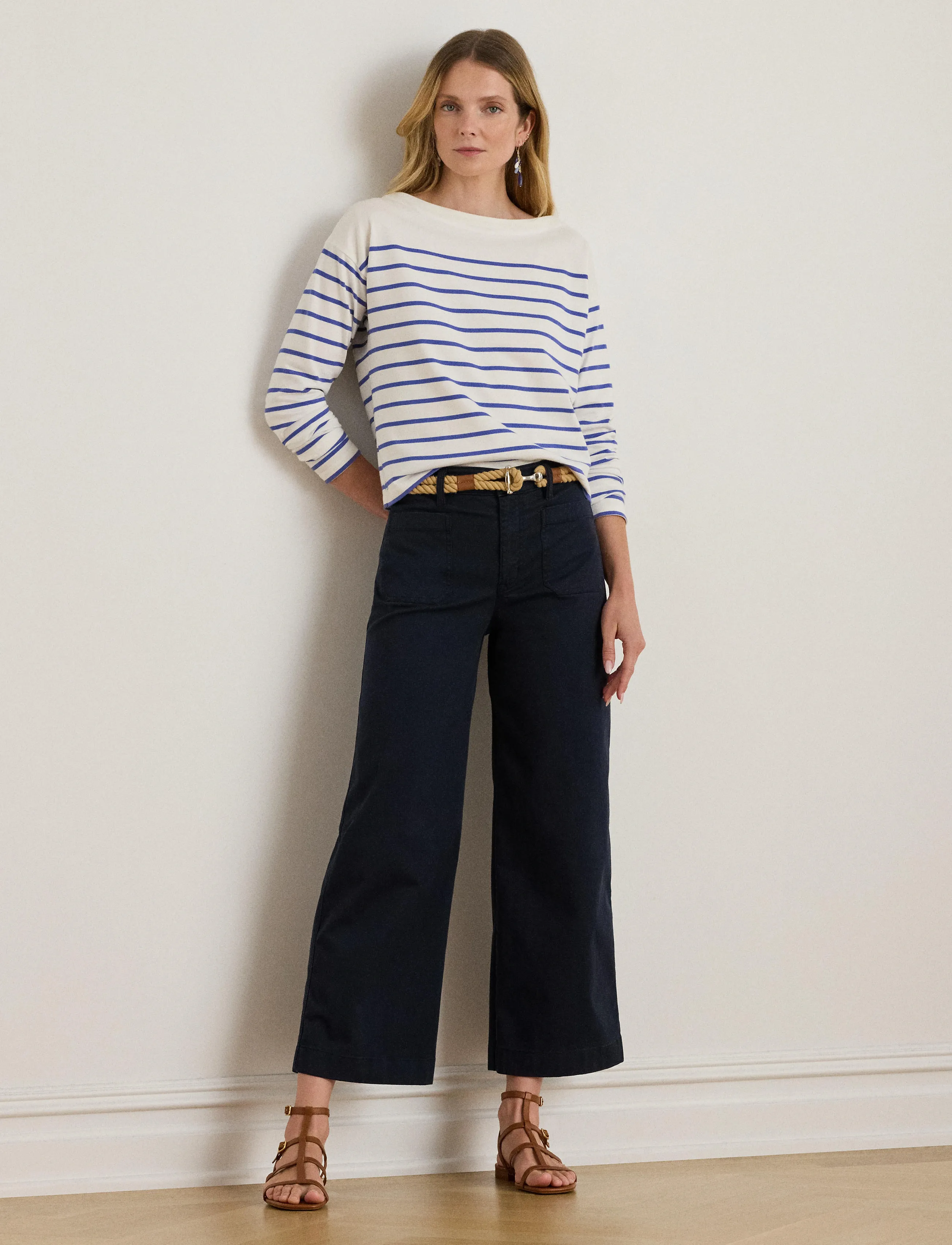 Lauren Ralph Lauren - Stretch Chino Wide-Leg Cropped Pant - chinos - lauren navy - 3