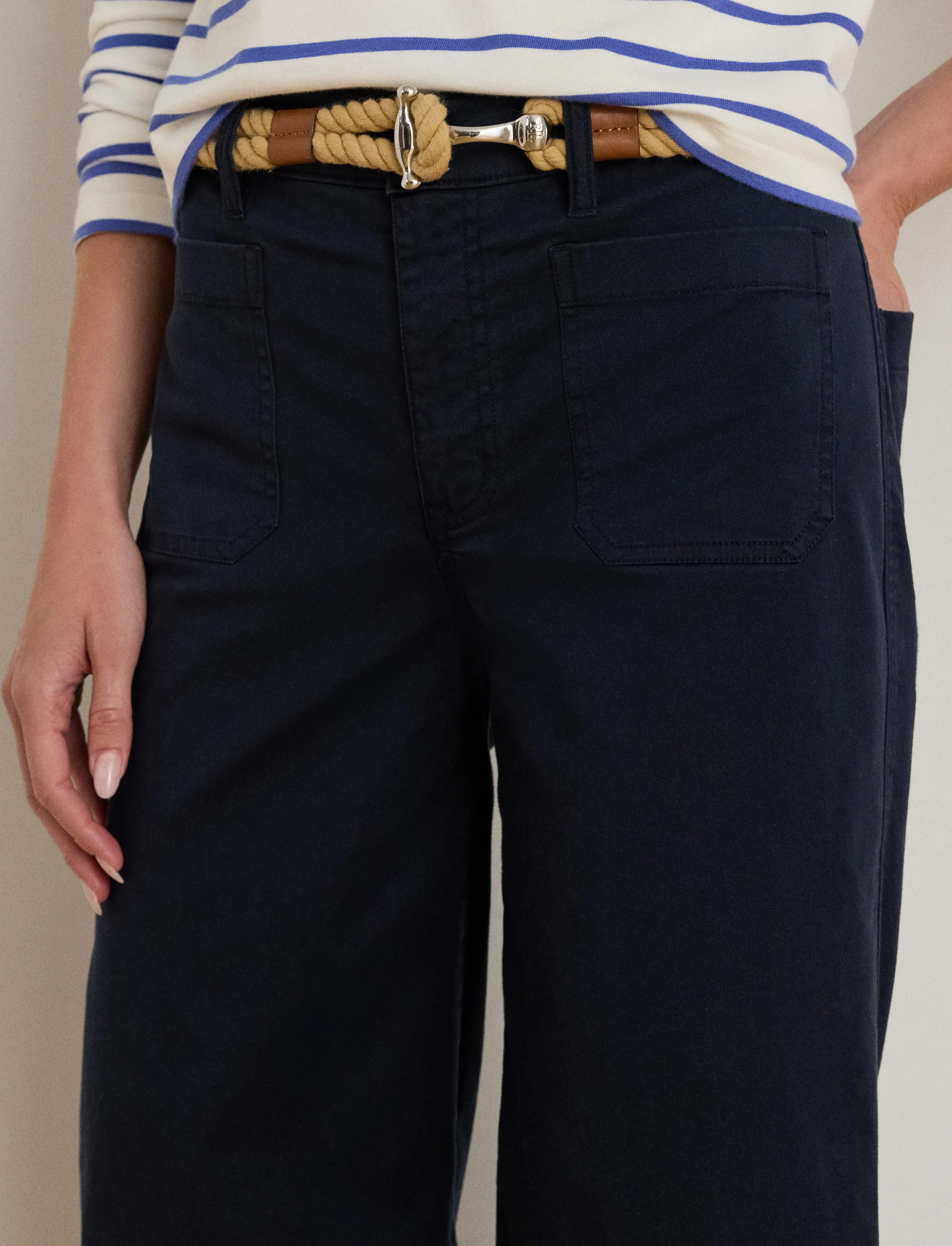 Lauren Ralph Lauren - Stretch Chino Wide-Leg Cropped Pant - chinos - lauren navy - 4