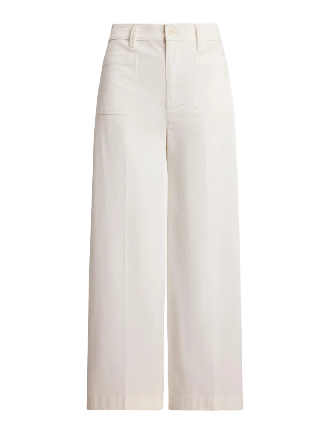 Lauren Ralph Stretch Chino Wide-Leg Cropped Pant, 36, Trousers, Weiß - Wide Leg, Frauen