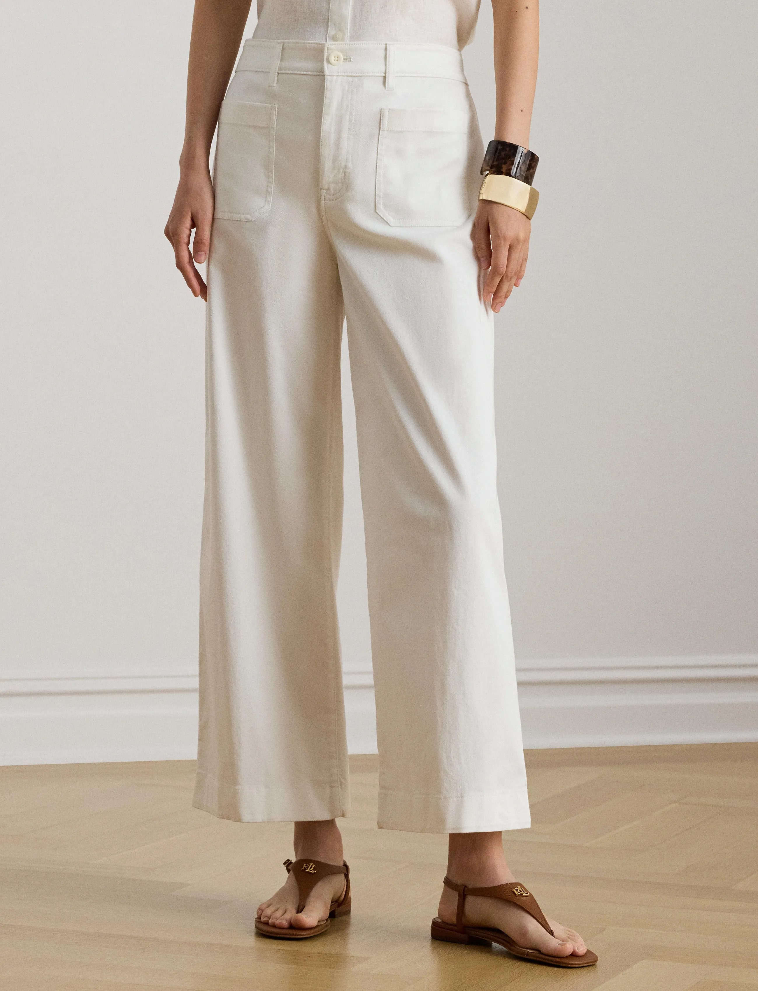 Lauren Ralph Lauren - Stretch Chino Wide-Leg Cropped Pant - chinos - white - 1