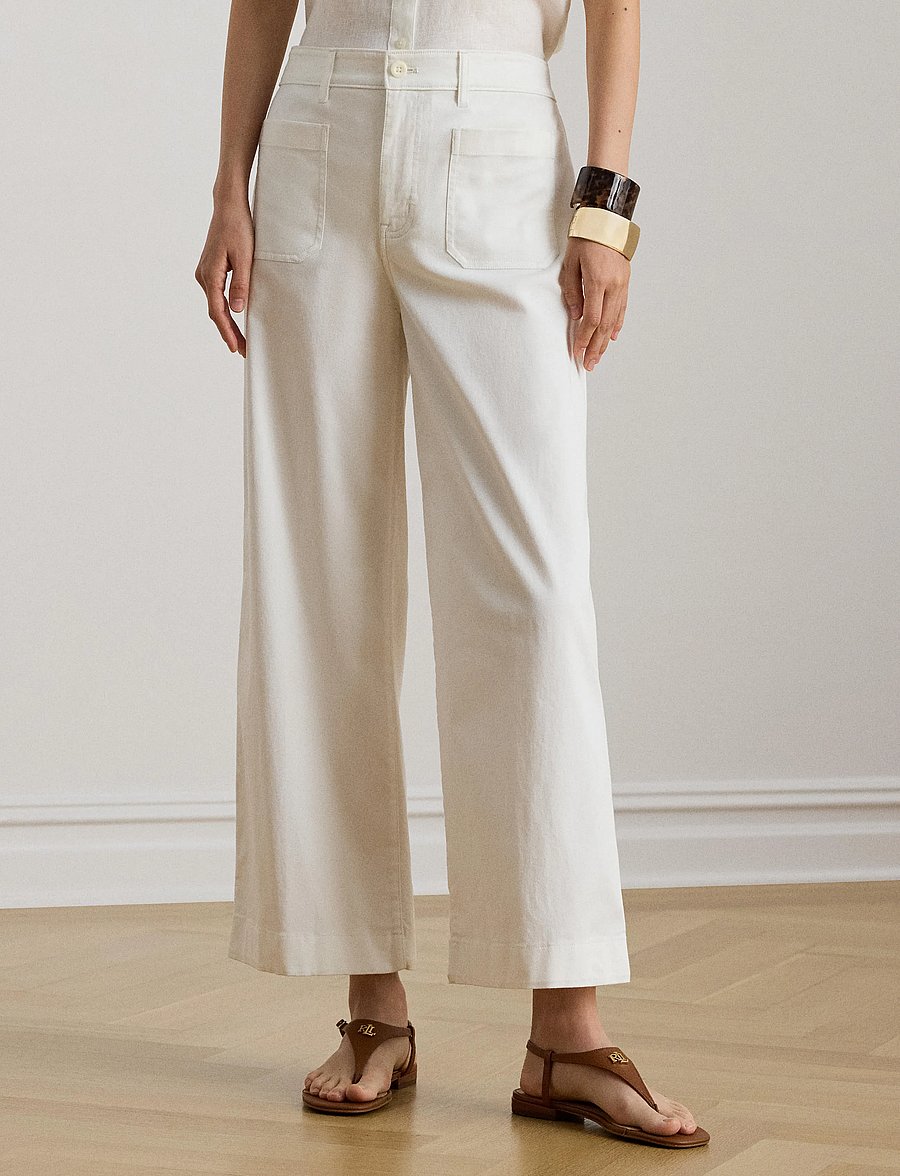 Lauren Ralph Lauren - Stretch Chino Wide-Leg Cropped Pant - chinos - white - 1