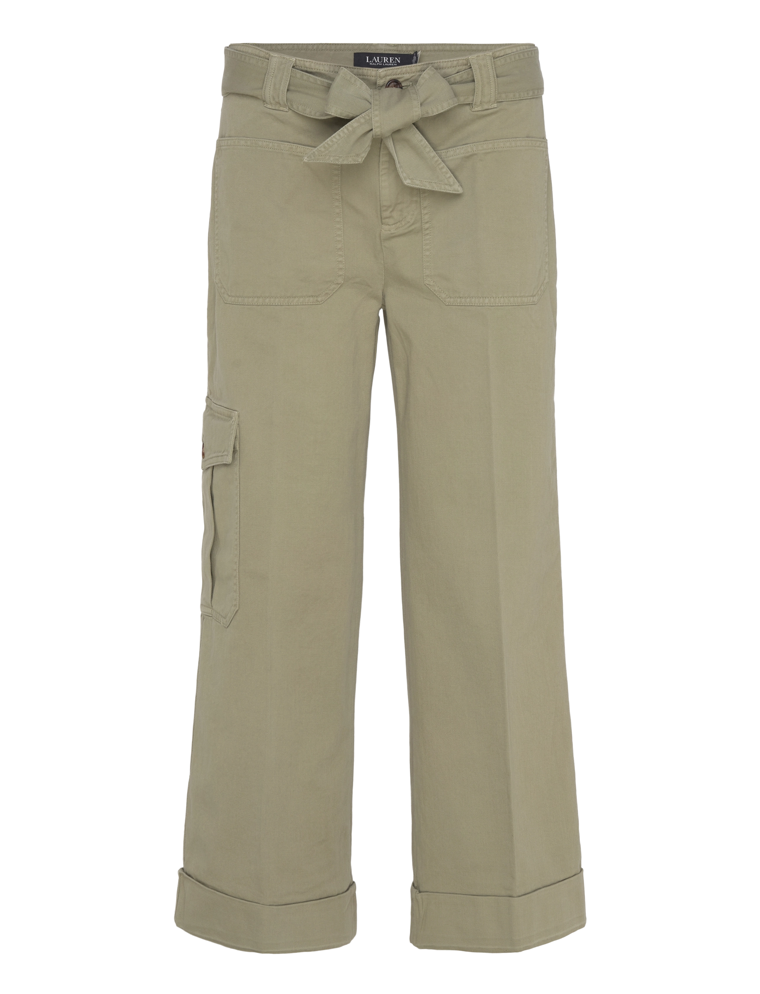 Lauren Ralph Pleated Cotton Twill Wide-Leg Cargo Pant, 32, Trousers, Grün - Pants, Frauen