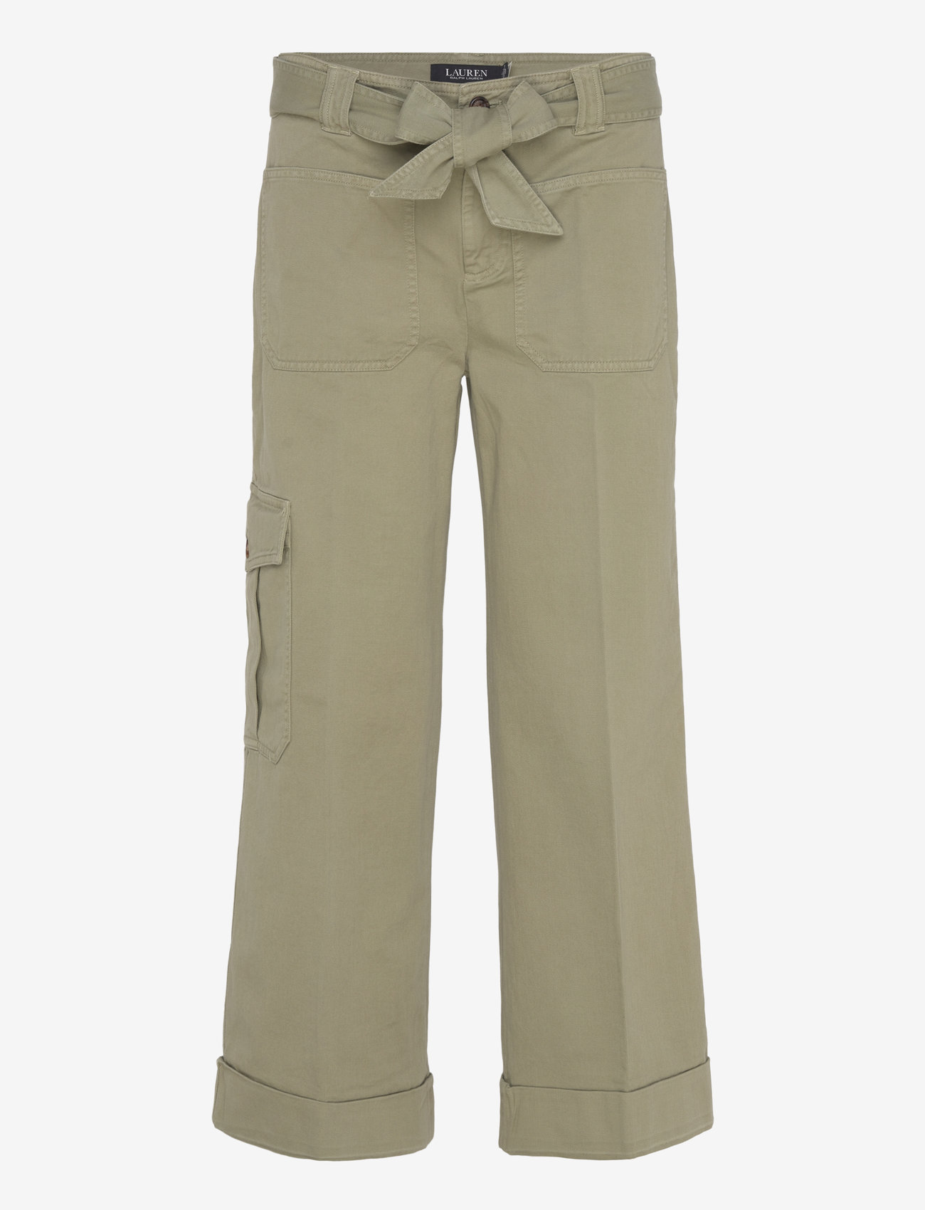 Lauren Ralph Lauren - Pleated Cotton Twill Wide-Leg Cargo Pant - cargo püksid - sage green - 0