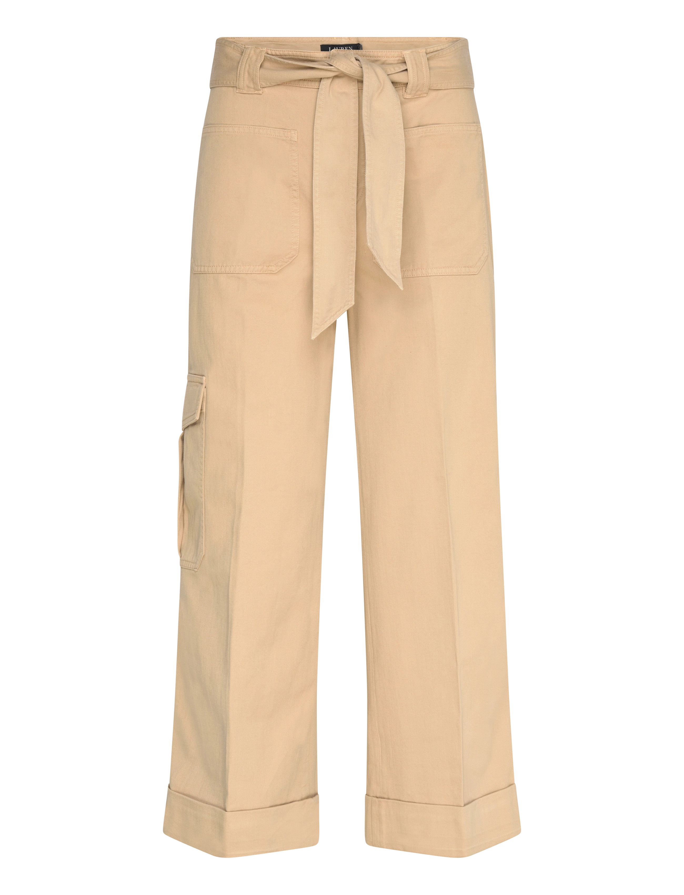 LAUREN RALPH LAUREN Pleated Baumwolle Twill Wide-Bein Cargo Hose Beige - 34 - Damen