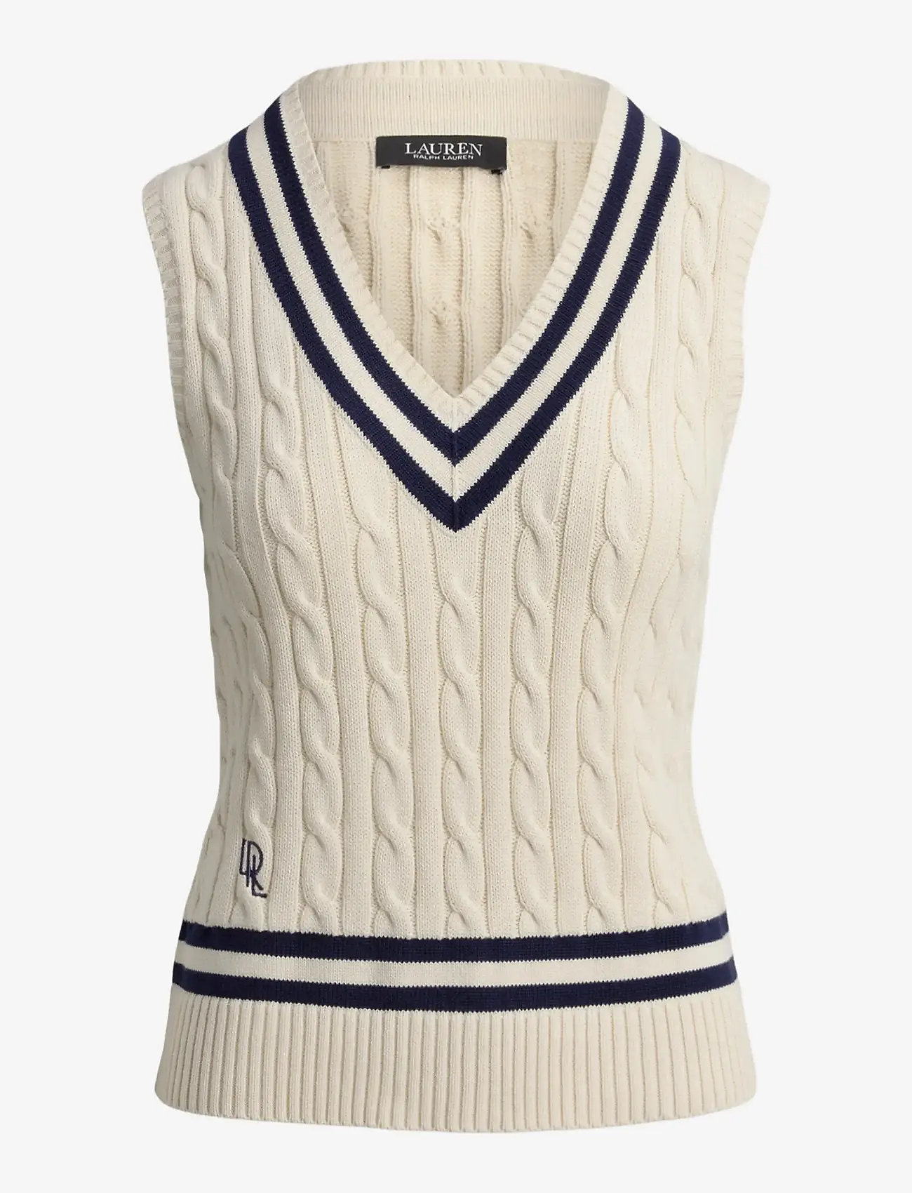 Lauren Ralph Lauren - Cable-Knit Cotton Cricket Sweater Vest - gestrickte westen - mascarpone cream - 1