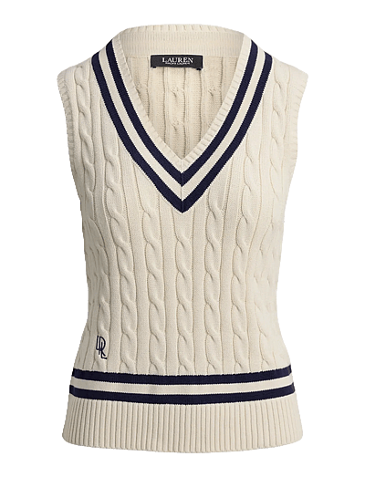 Cable-Knit Cotton Cricket Sweater Vest - Strikveste