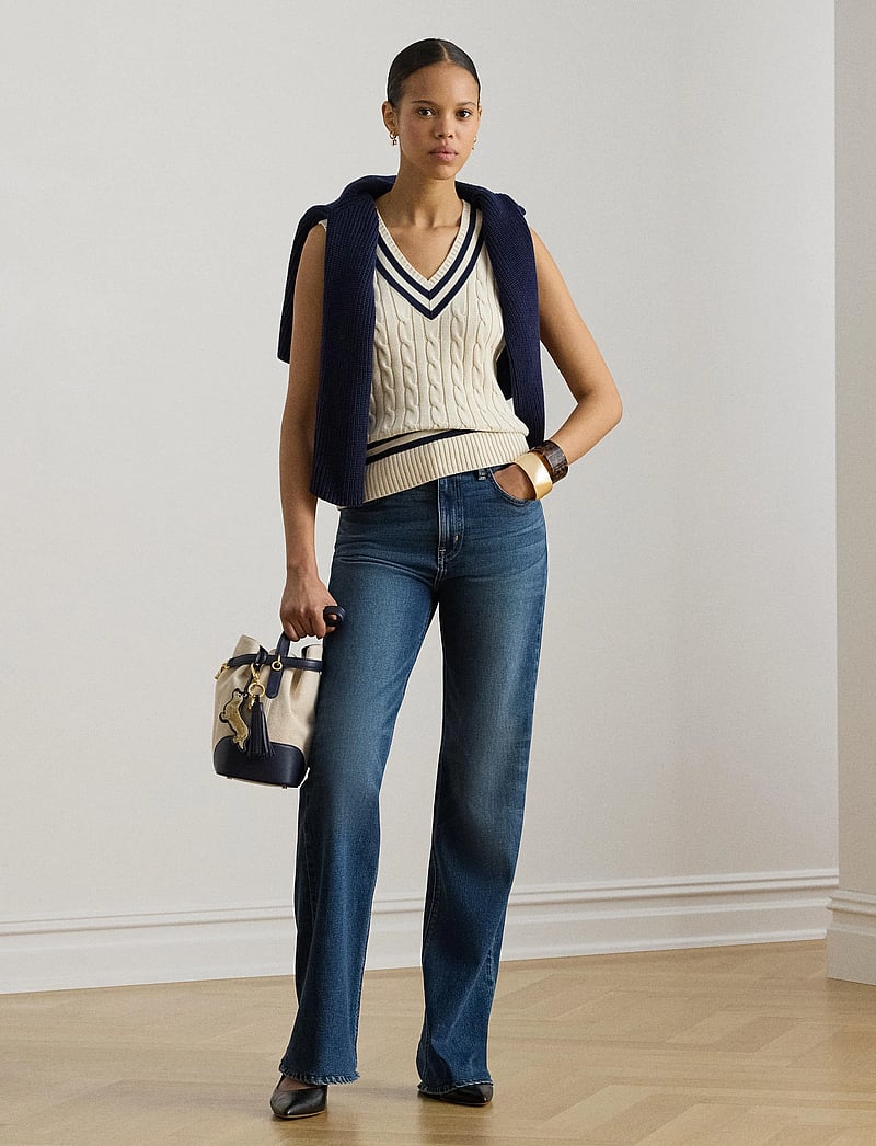 Lauren Ralph Lauren - Cable-Knit Cotton Cricket Sweater Vest - gestrickte westen - mascarpone cream - 0
