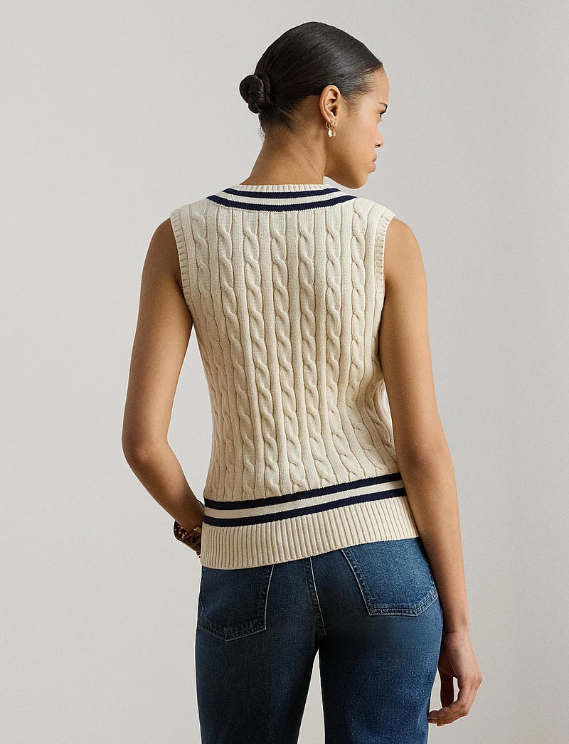 Lauren Ralph Lauren - Cable-Knit Cotton Cricket Sweater Vest - gestrickte westen - mascarpone cream - 3