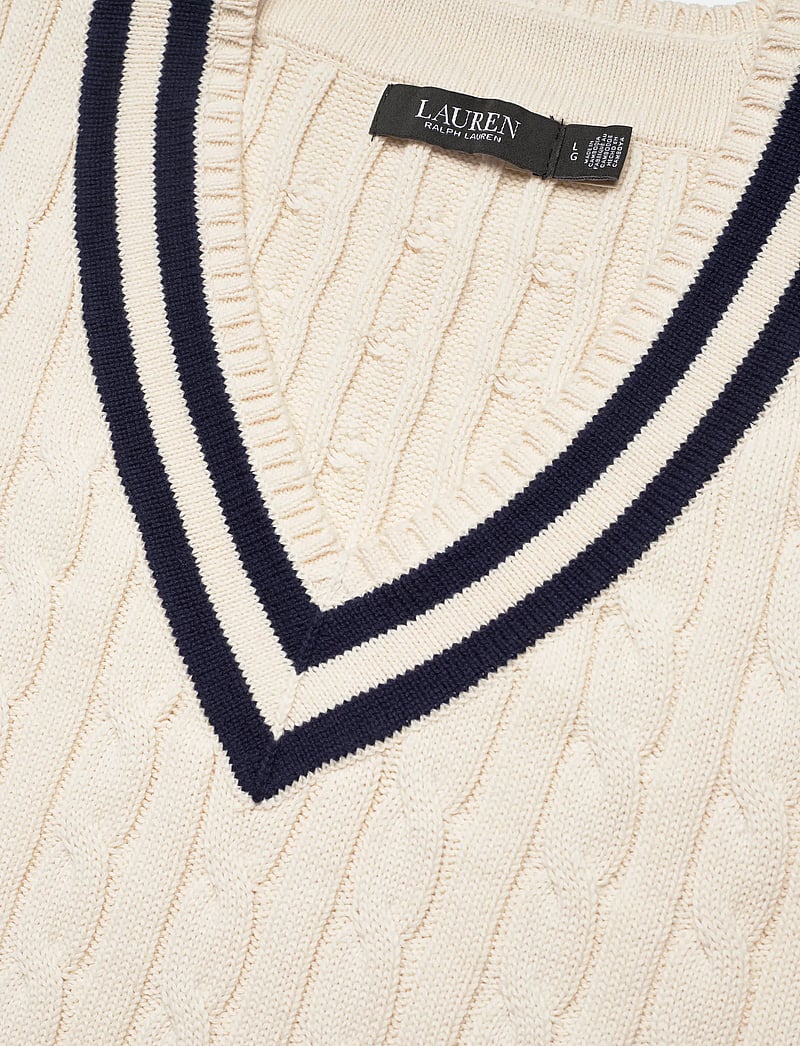 Lauren Ralph Lauren - Cable-Knit Cotton Cricket Sweater Vest - gestrickte westen - mascarpone cream - 4