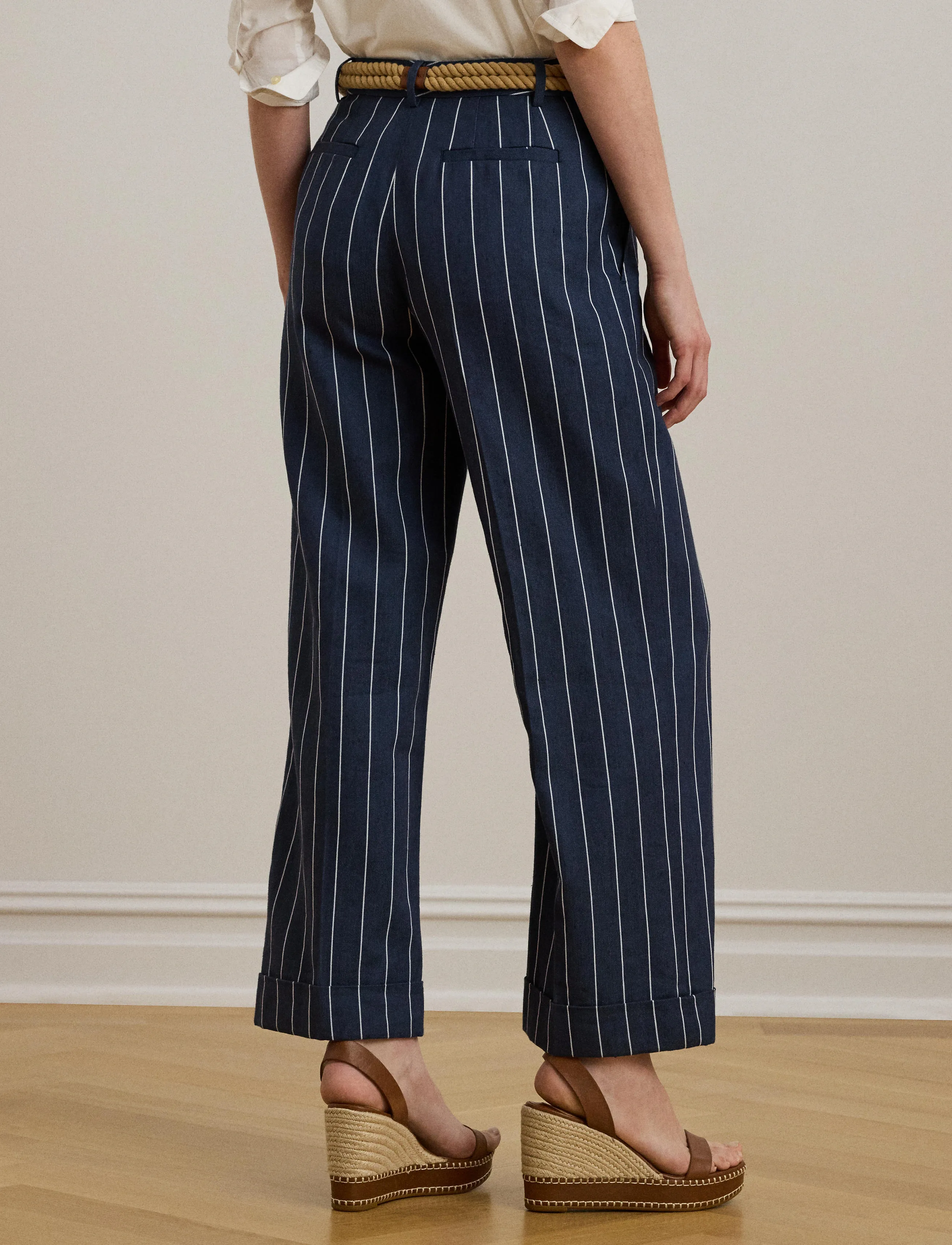 Lauren Ralph Lauren - Striped Herringbone Cropped Pant - pantalons habillés - navy/white - 2