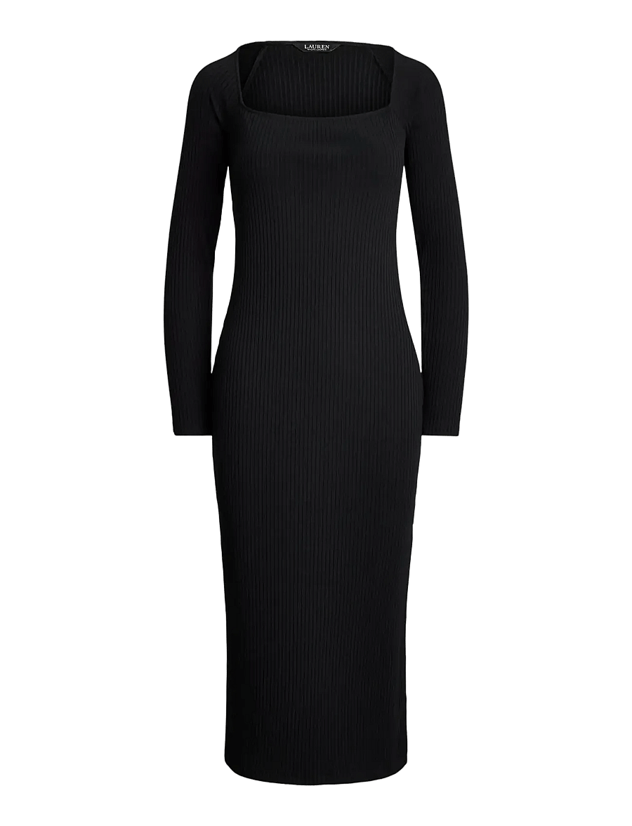 Lauren Ralph Lauren - Rib-Knit Long-Sleeve Midi Dress - black - 1