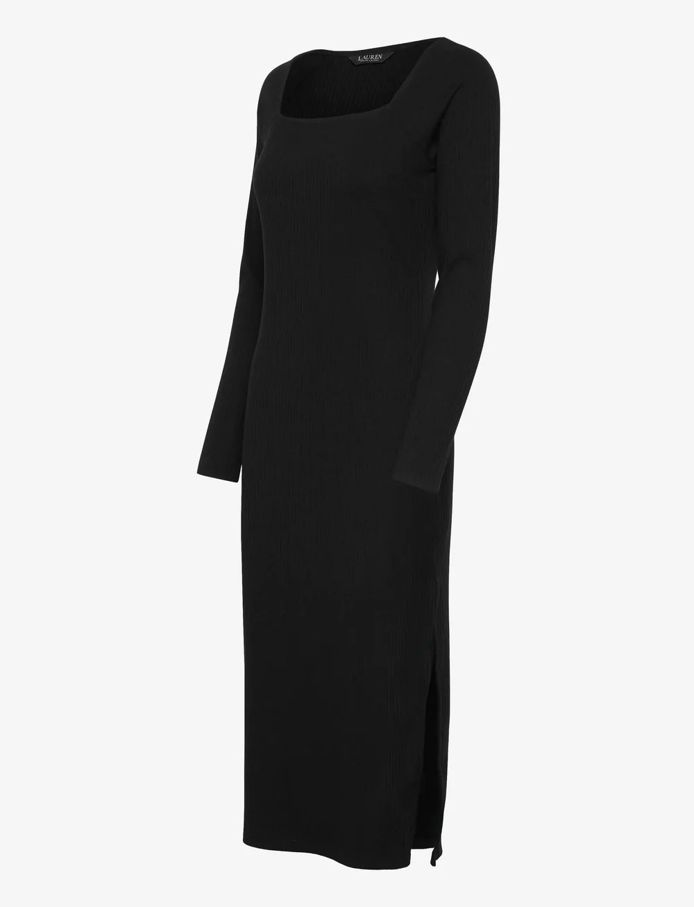 Lauren Ralph Lauren - Rib-Knit Long-Sleeve Midi Dress - midi kjoler - black - 3