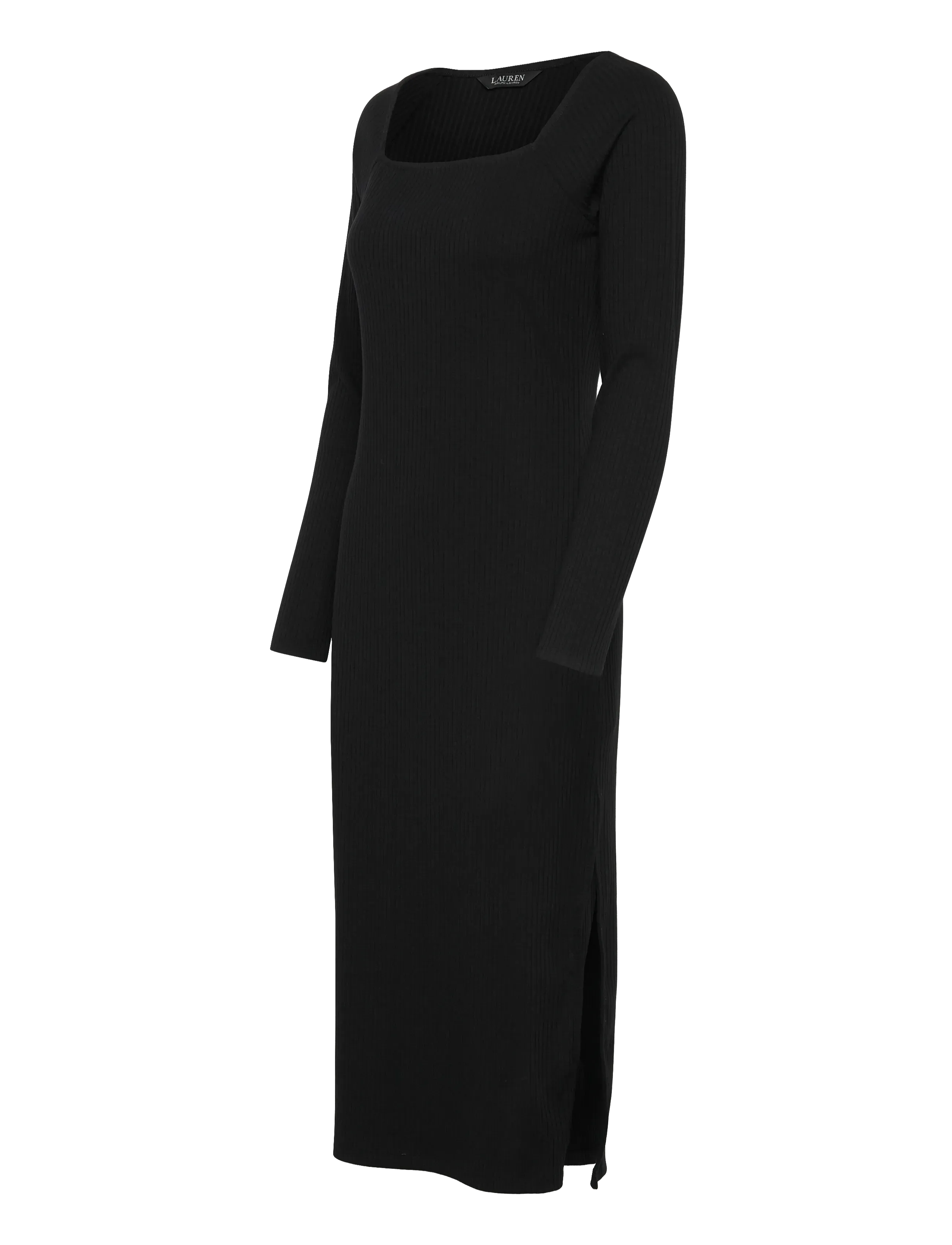 Lauren Ralph Lauren - Rib-Knit Long-Sleeve Midi Dress - black - 3