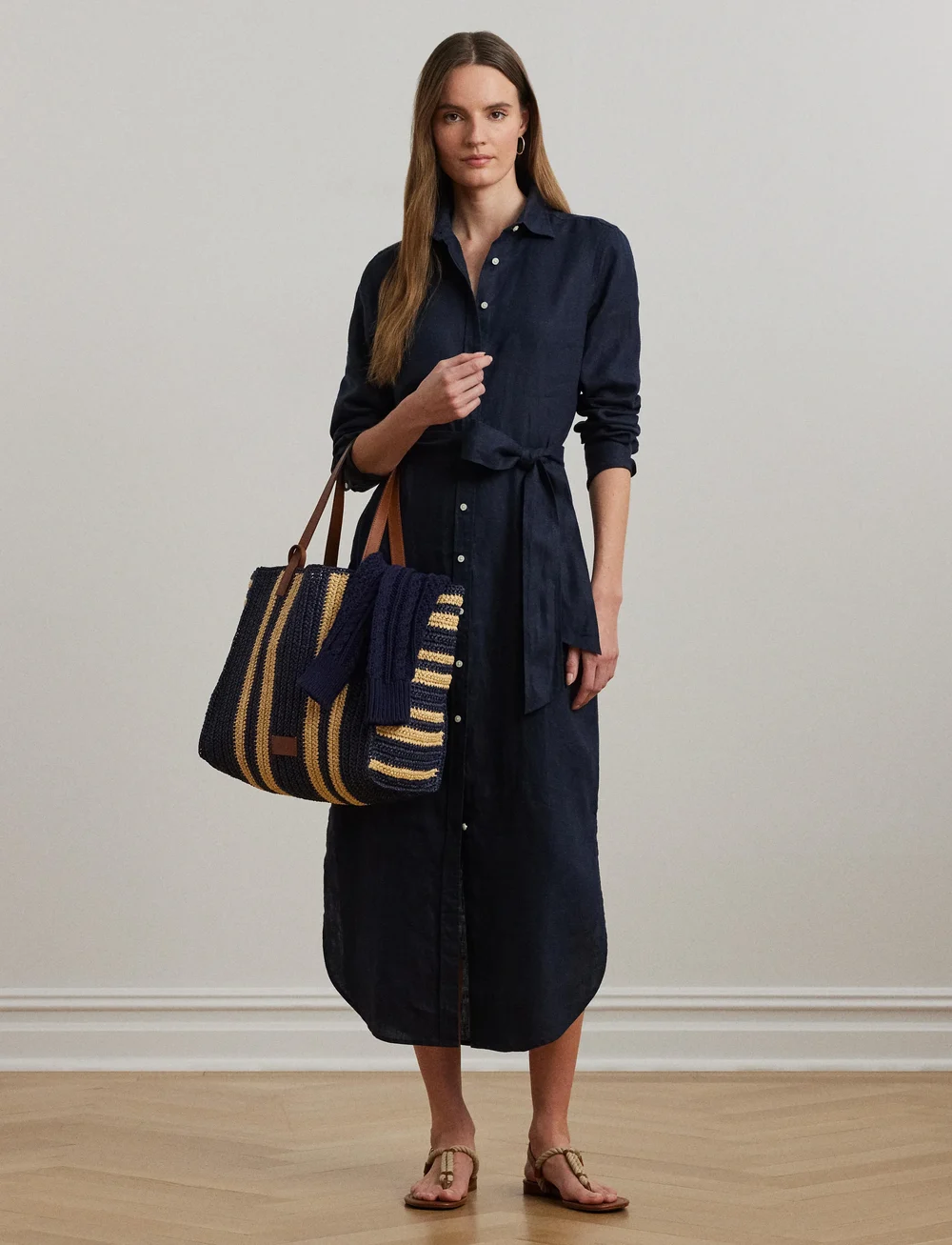 Lauren Ralph Lauren - Linen Shirtdress - skjortekjoler - shadow navy - 5