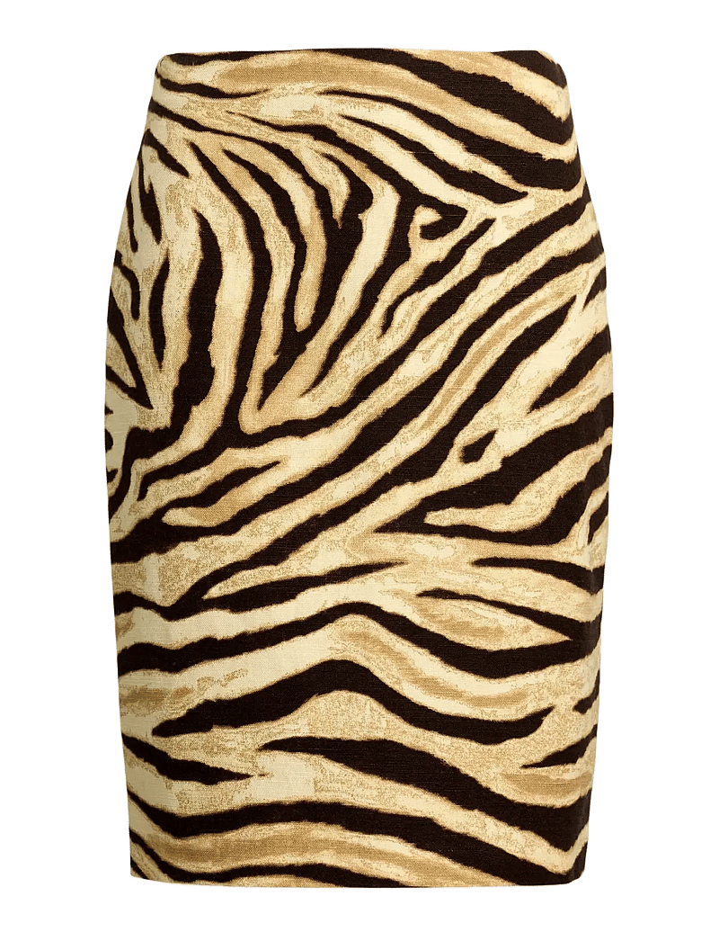 Lauren Ralph Lauren - Zebra-Print Linen-Cotton Pencil Skirt - pennkjolar - cream/brown - 1