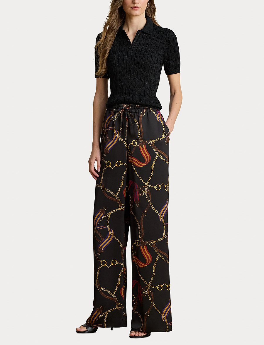 Lauren Ralph Lauren - Metallic Cable-Knit Polo Sweater - poloer - black metallic - 4