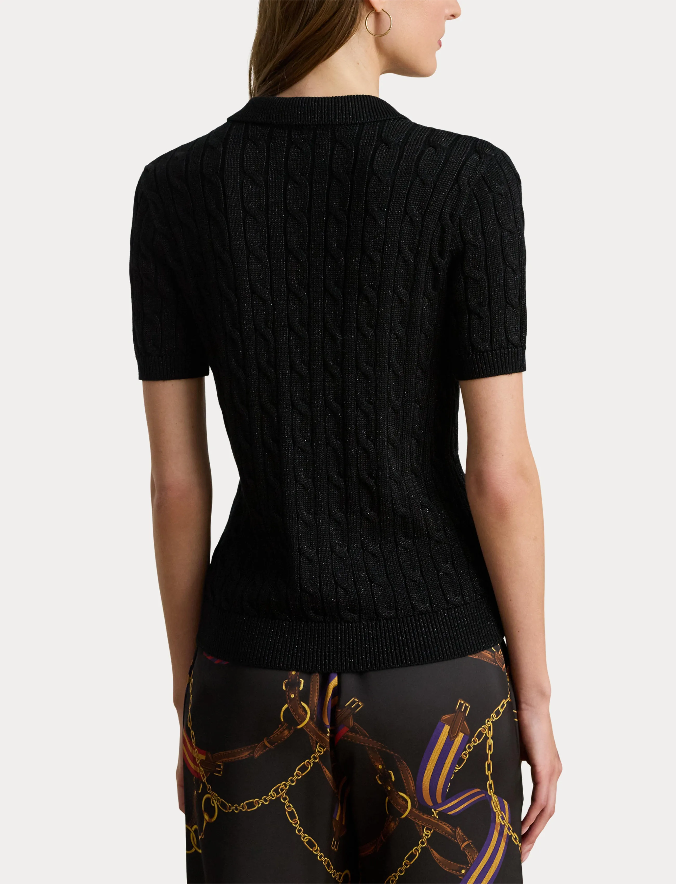 Lauren Ralph Lauren Metallic Cable-knit Polo Sweater (RAF200979634
