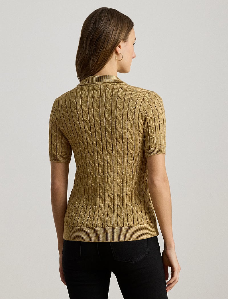 Lauren Ralph Lauren - Metallic Cable-Knit Polo Sweater - relic gold metall - 2