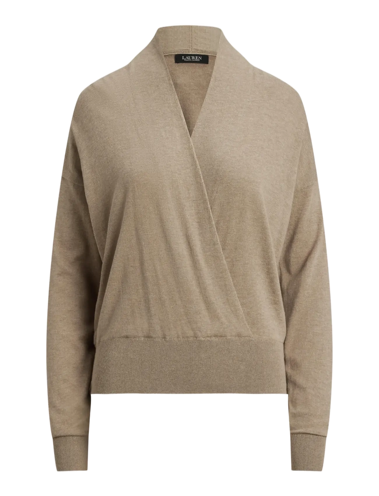Lauren Ralph Lauren Cotton-Modal Surplice Sweater - Tøj - ADIRONDACK HEATHE / brown