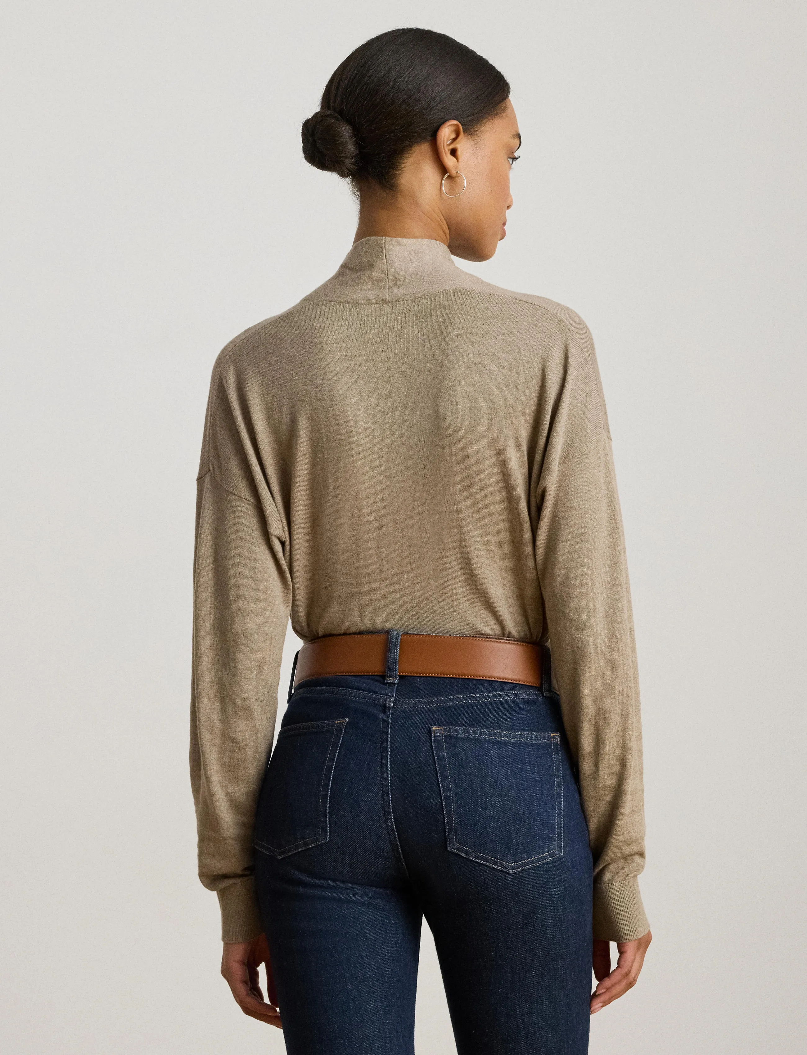 Lauren Ralph Lauren - Cotton-Modal Surplice Sweater - striktrøjer - adirondack heathe - 2