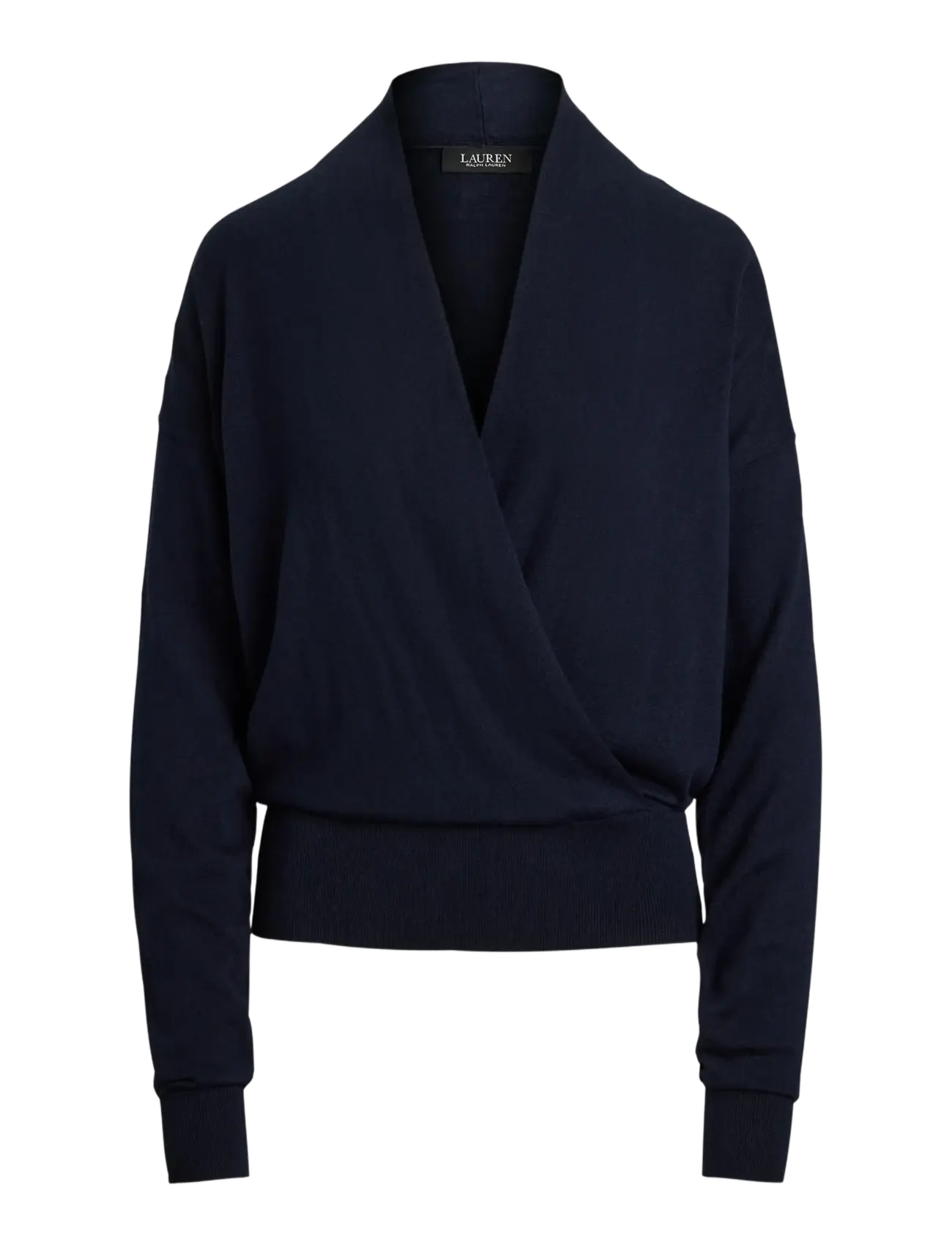Cotton-Modal Surplice Sweater - LAUREN NAVY