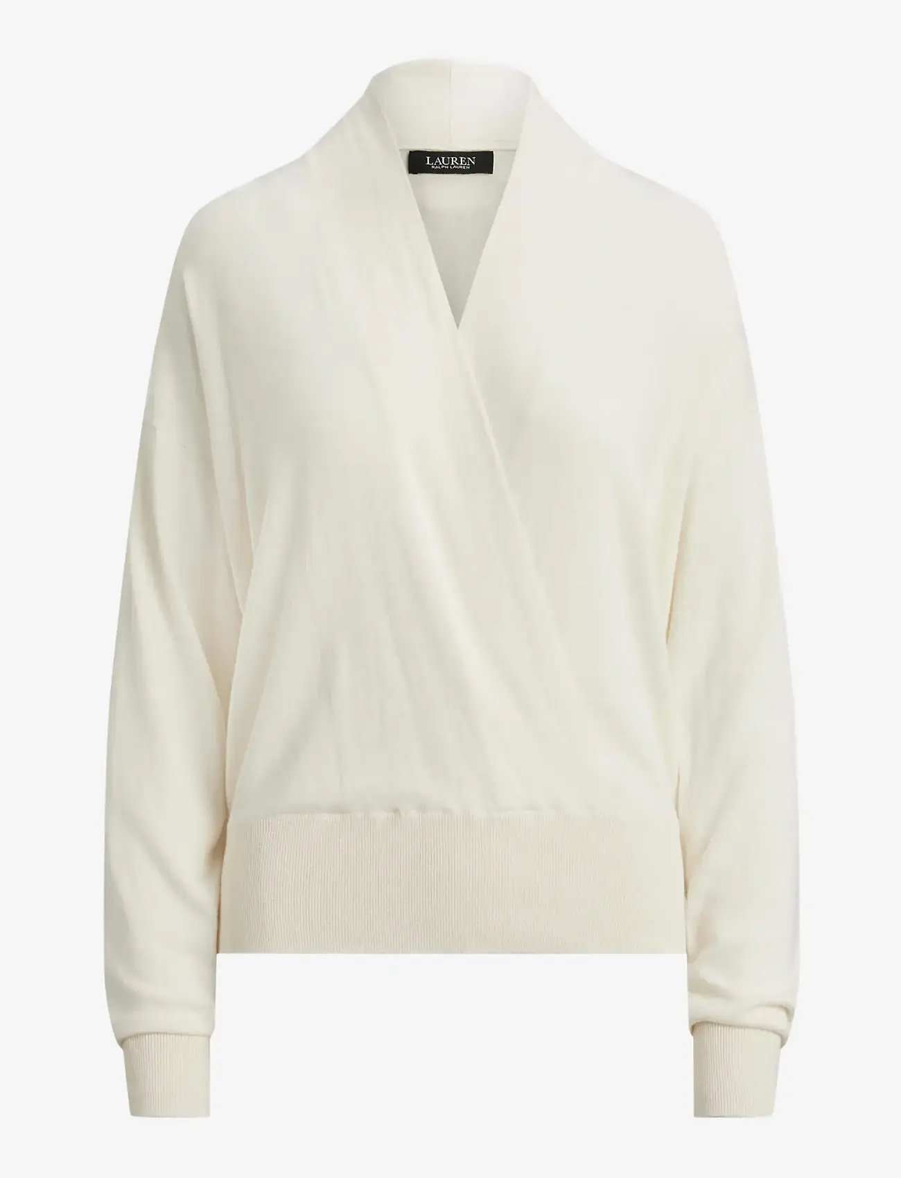 Lauren Ralph Lauren - Cotton-Modal Surplice Sweater - striktrøjer - mascarpone cream - 1