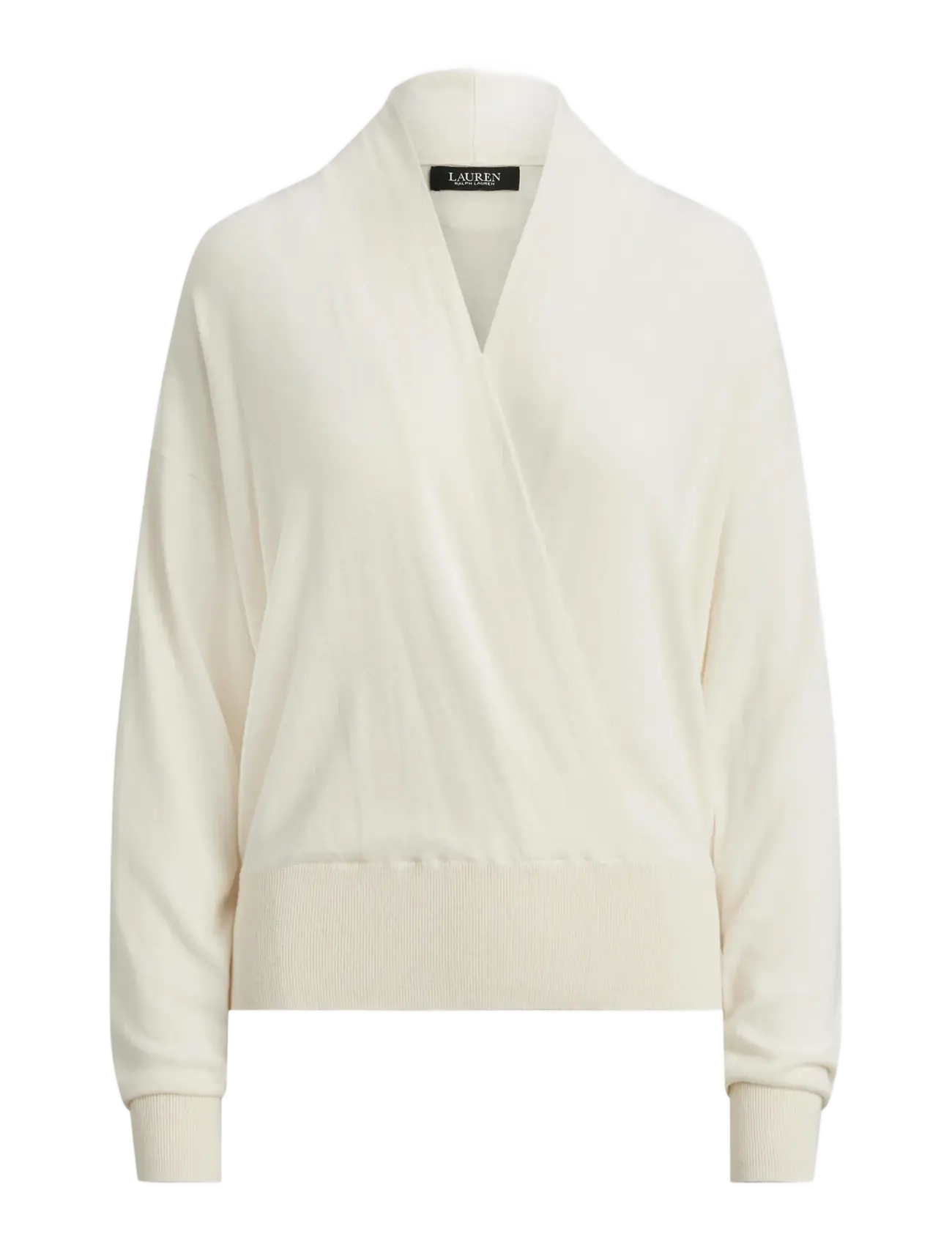 Cotton-Modal Surplice Sweater - MASCARPONE CREAM