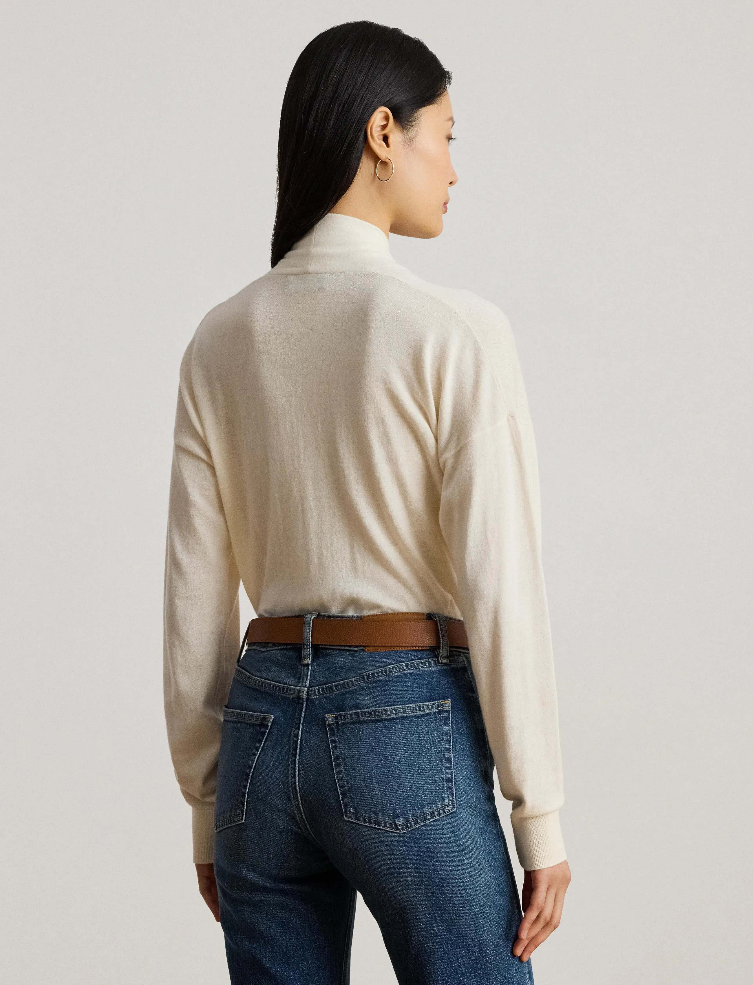 Lauren Ralph Lauren - Cotton-Modal Surplice Sweater - strikkegensere - mascarpone cream - 2