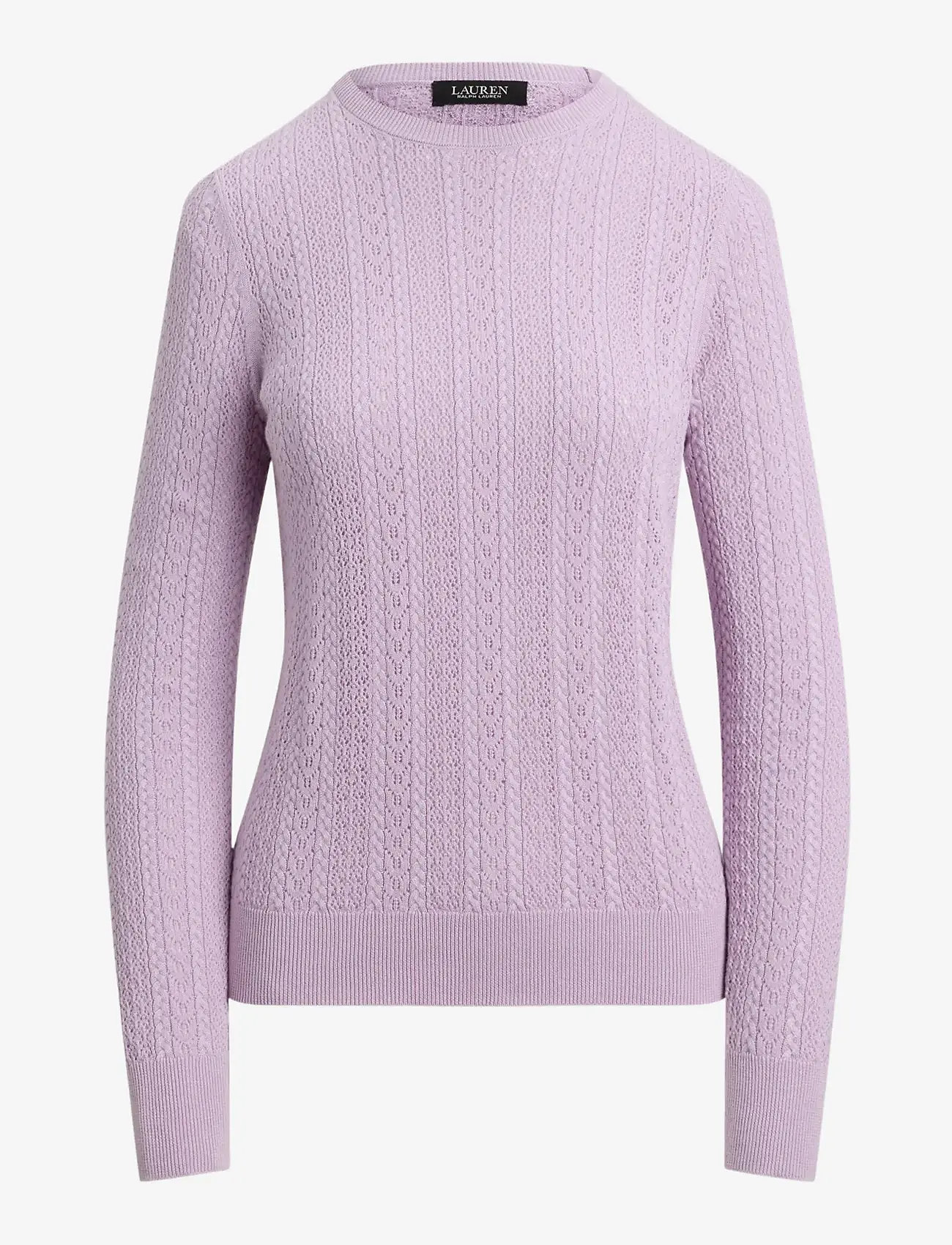 Lauren Ralph Lauren - Pointelle-Knit Cotton-Blend Sweater - stickade tröjor - lavender frost - 1