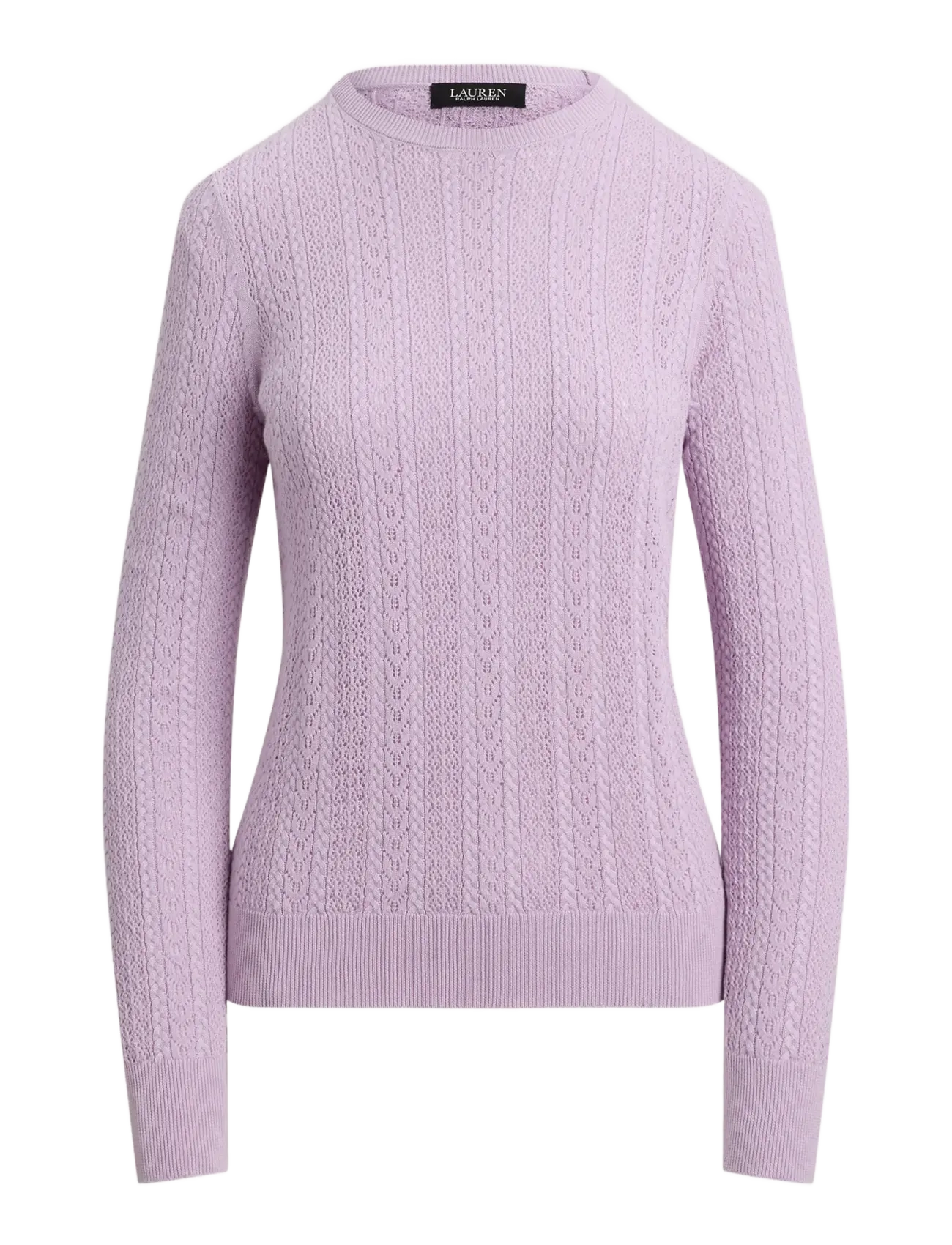 Lauren Ralph Lauren Pointelle-Knit Cotton-Blend Sweater - Pullover - LAVENDER FROST / pink/rose