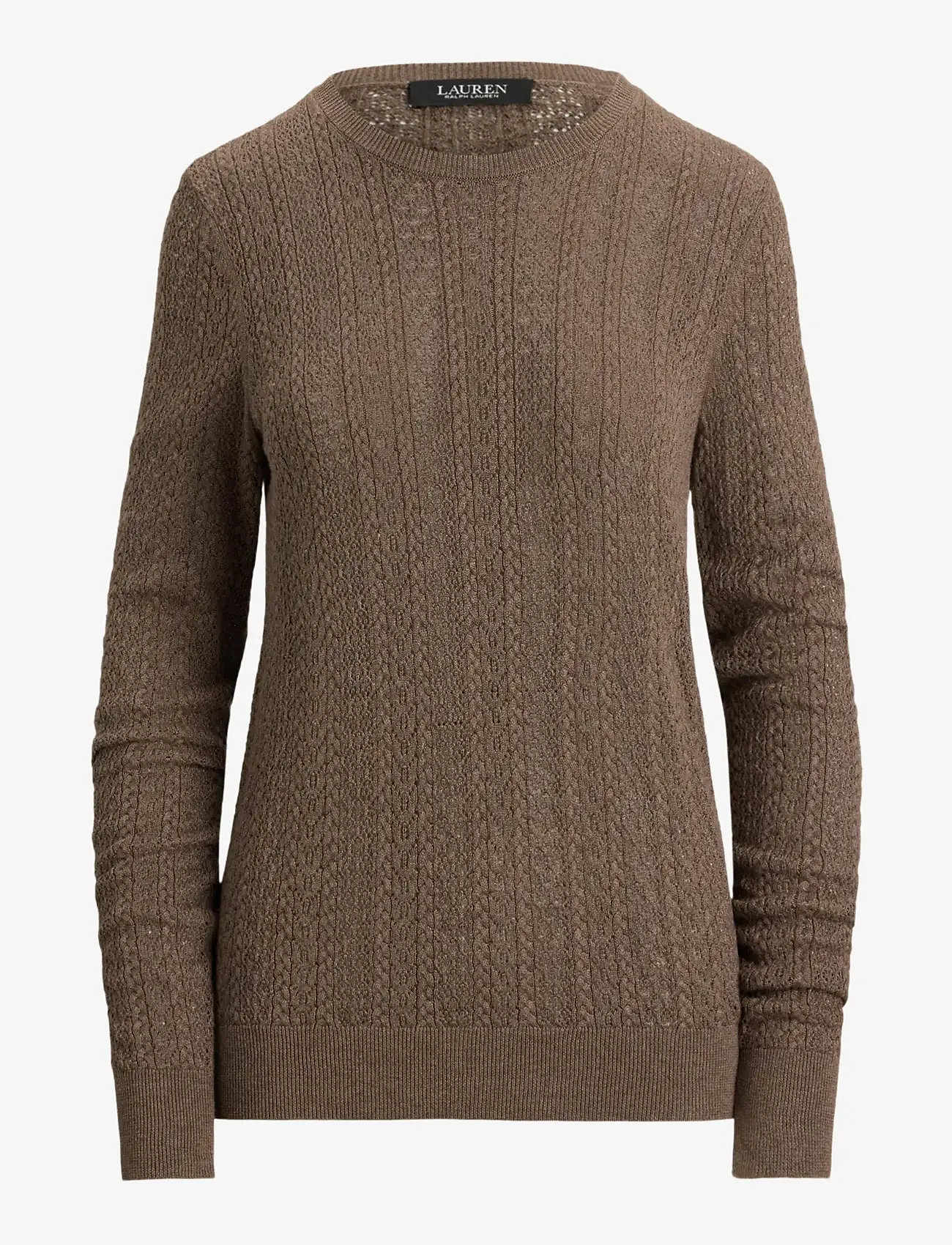 Lauren Ralph Lauren - Pointelle-Knit Cotton-Blend Sweater - sviitrid - taupe brown heath - 1