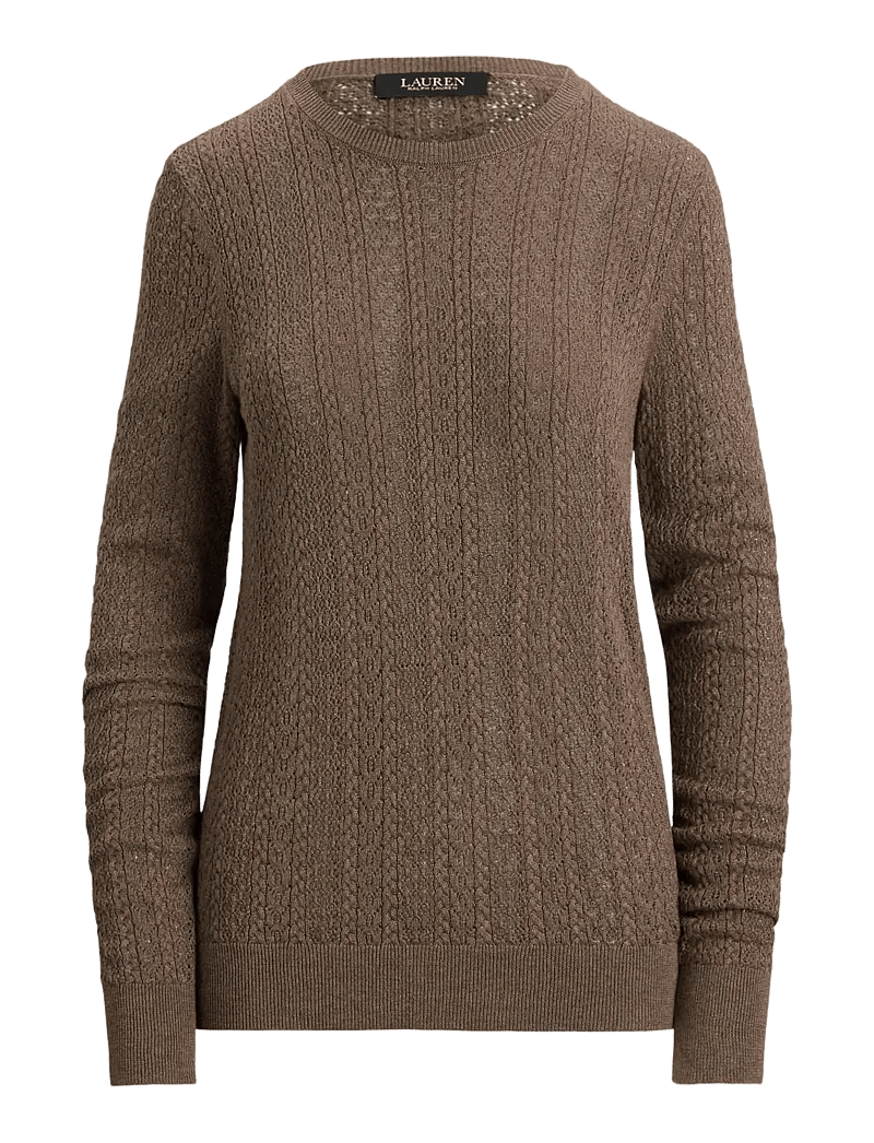 Lauren Ralph Lauren - Pointelle-Knit Cotton-Blend Sweater - sviitrid - taupe brown heath - 1