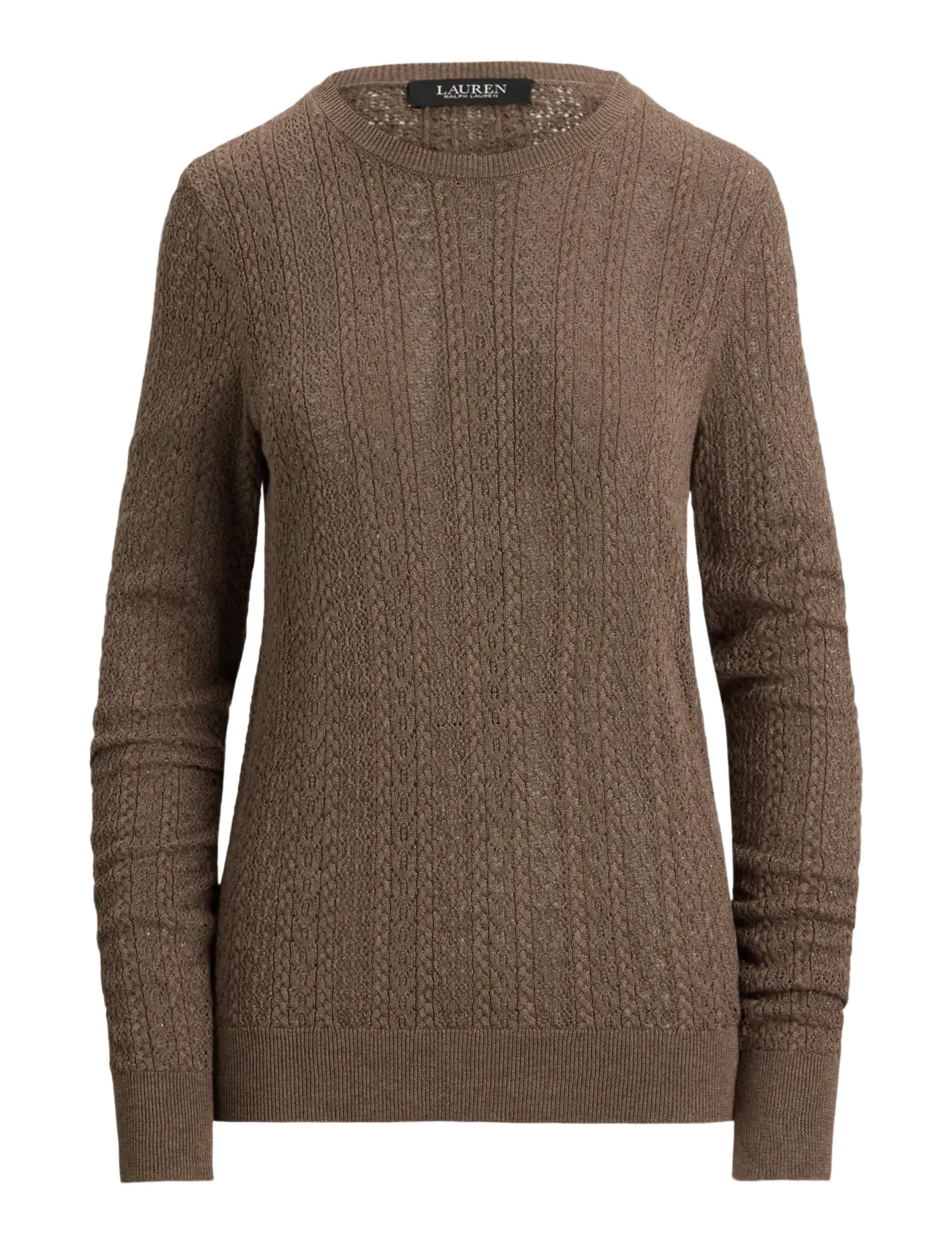 Lauren Ralph Lauren - Pointelle-Knit Cotton-Blend Sweater - pullover - taupe brown heath - 1