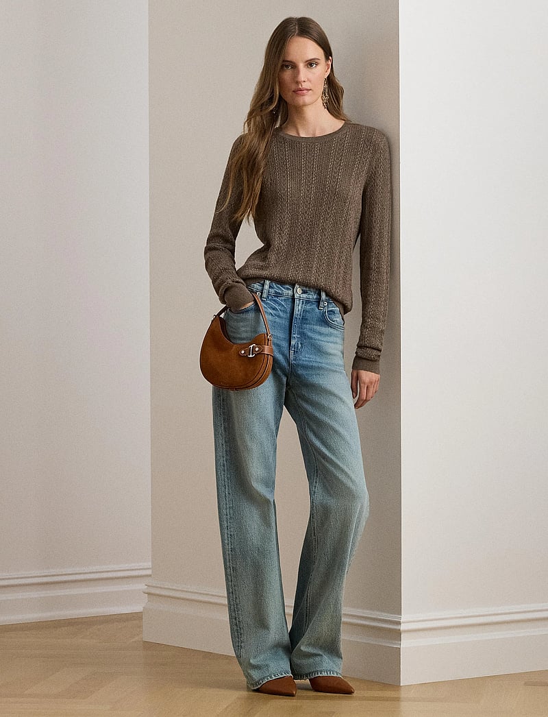 Lauren Ralph Lauren - Pointelle-Knit Cotton-Blend Sweater - sviitrid - taupe brown heath - 0