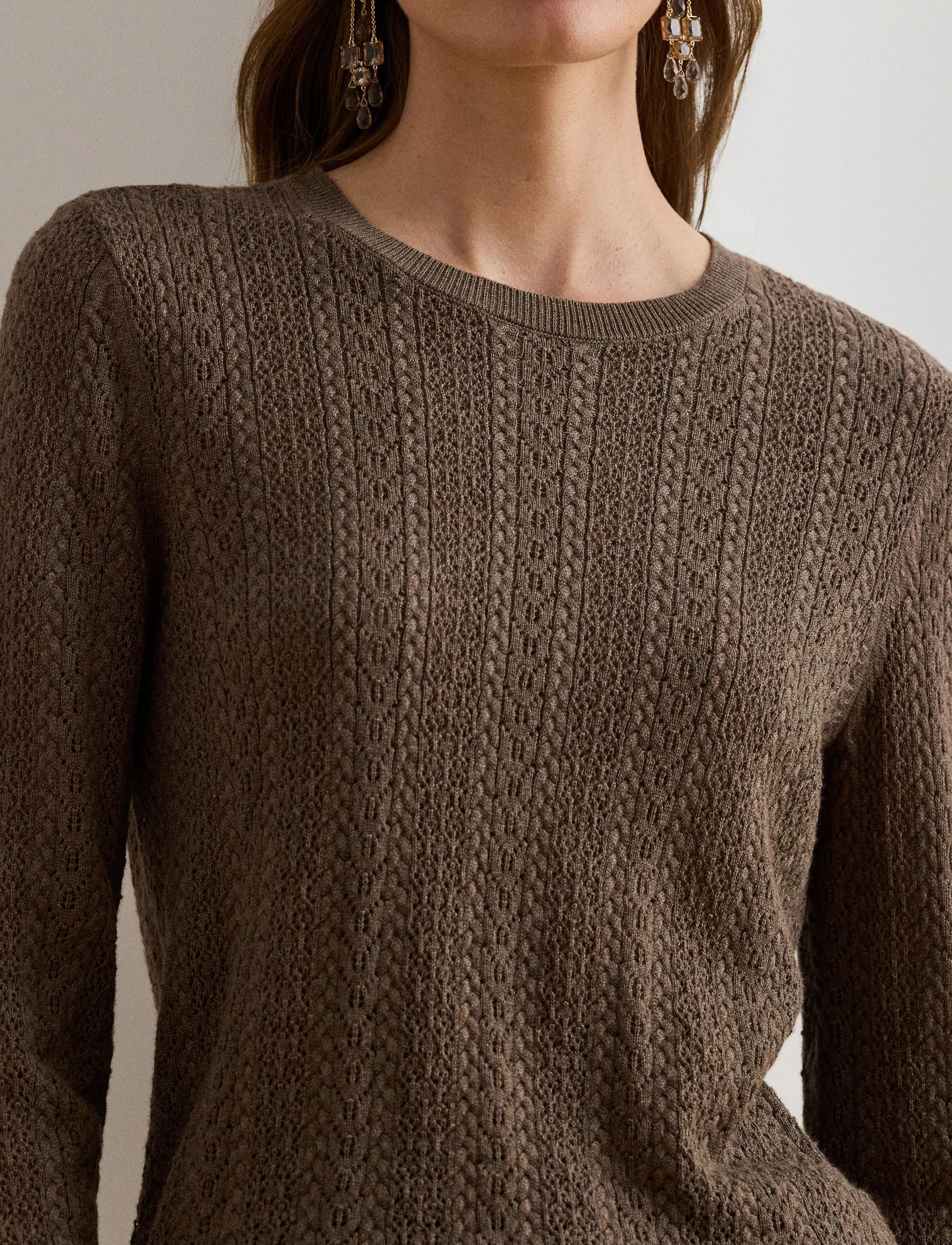 Lauren Ralph Lauren Pointelle-Knit Cotton-Blend Sweater stickade tröjor dam – bild 7