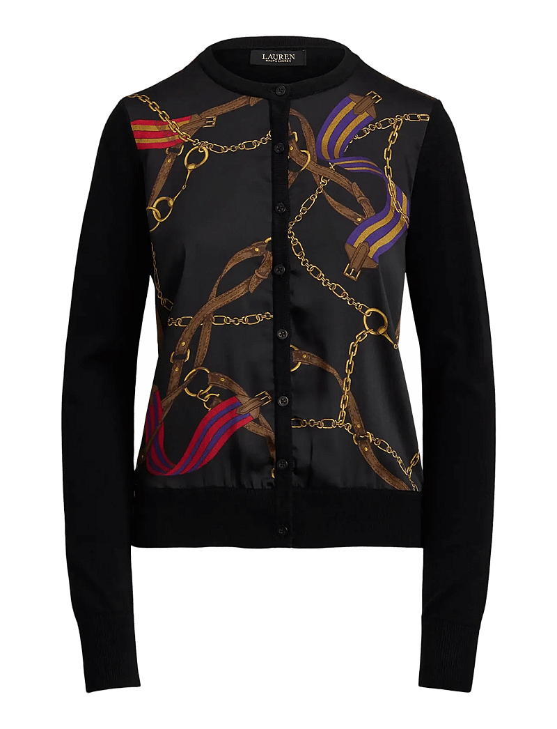 Lauren Ralph Lauren - Belting-Print Cotton-Blend Cardigan - cardigans - black multi - 1