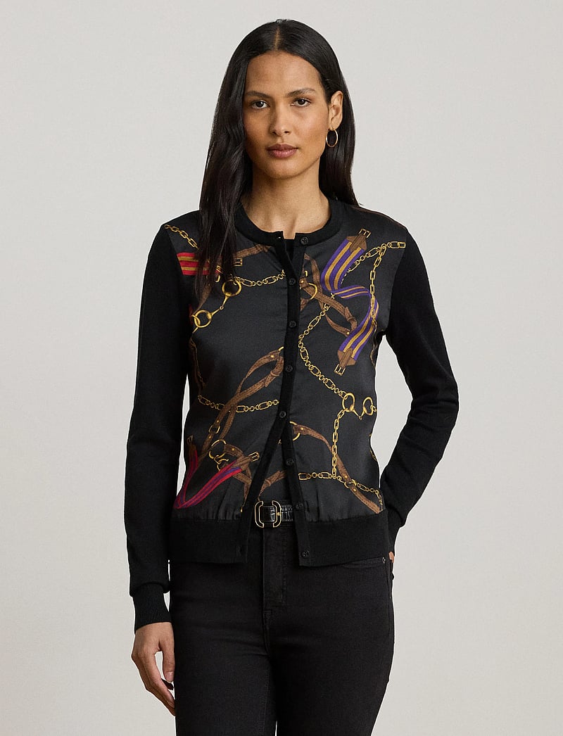 Lauren Ralph Lauren - Belting-Print Cotton-Blend Cardigan - cardigans - black multi - 3